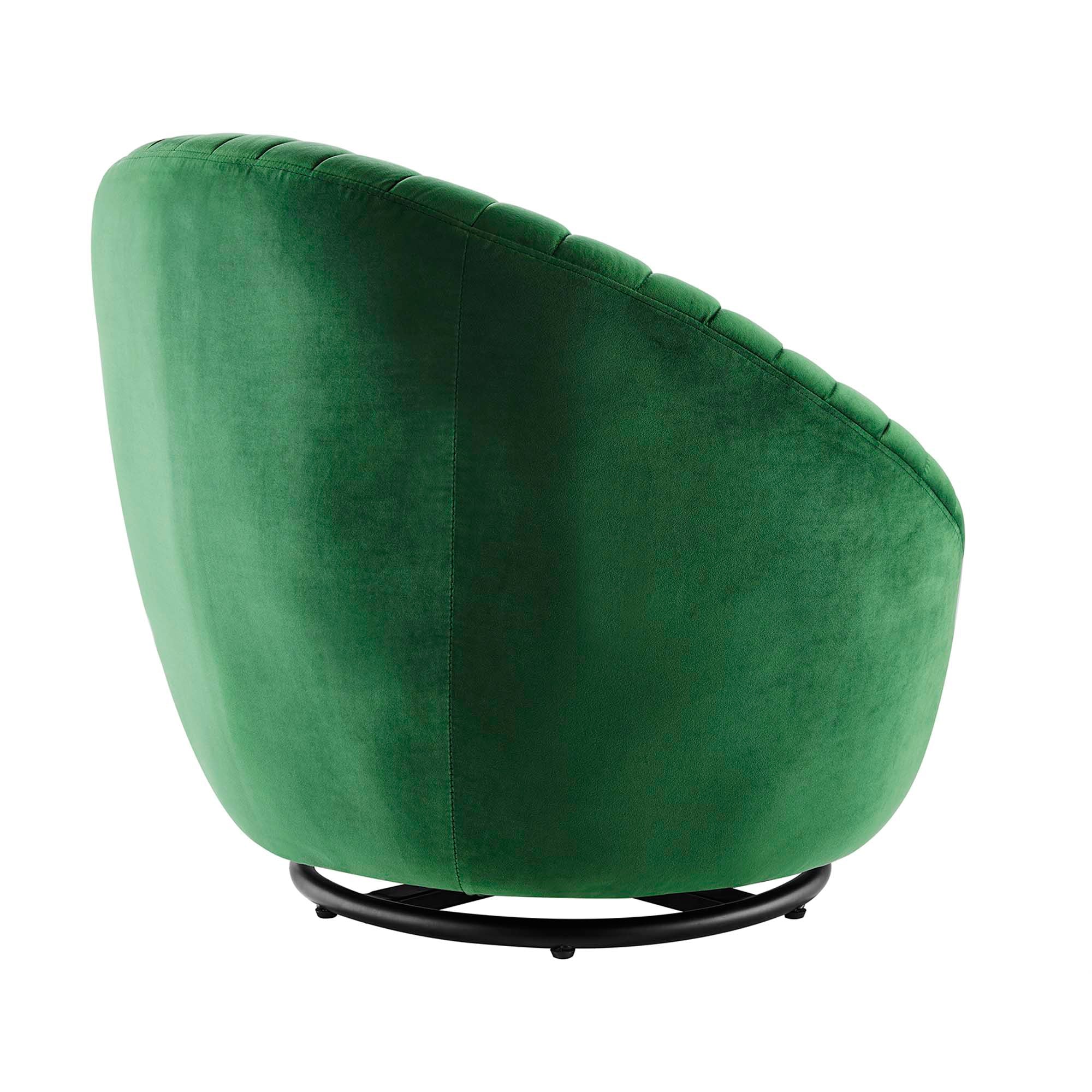 Whirr Tufted Performance Velvet Swivel Chair - Black Navy