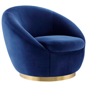 Buttercup Performance Velvet Swivel Chair - Gold Navy