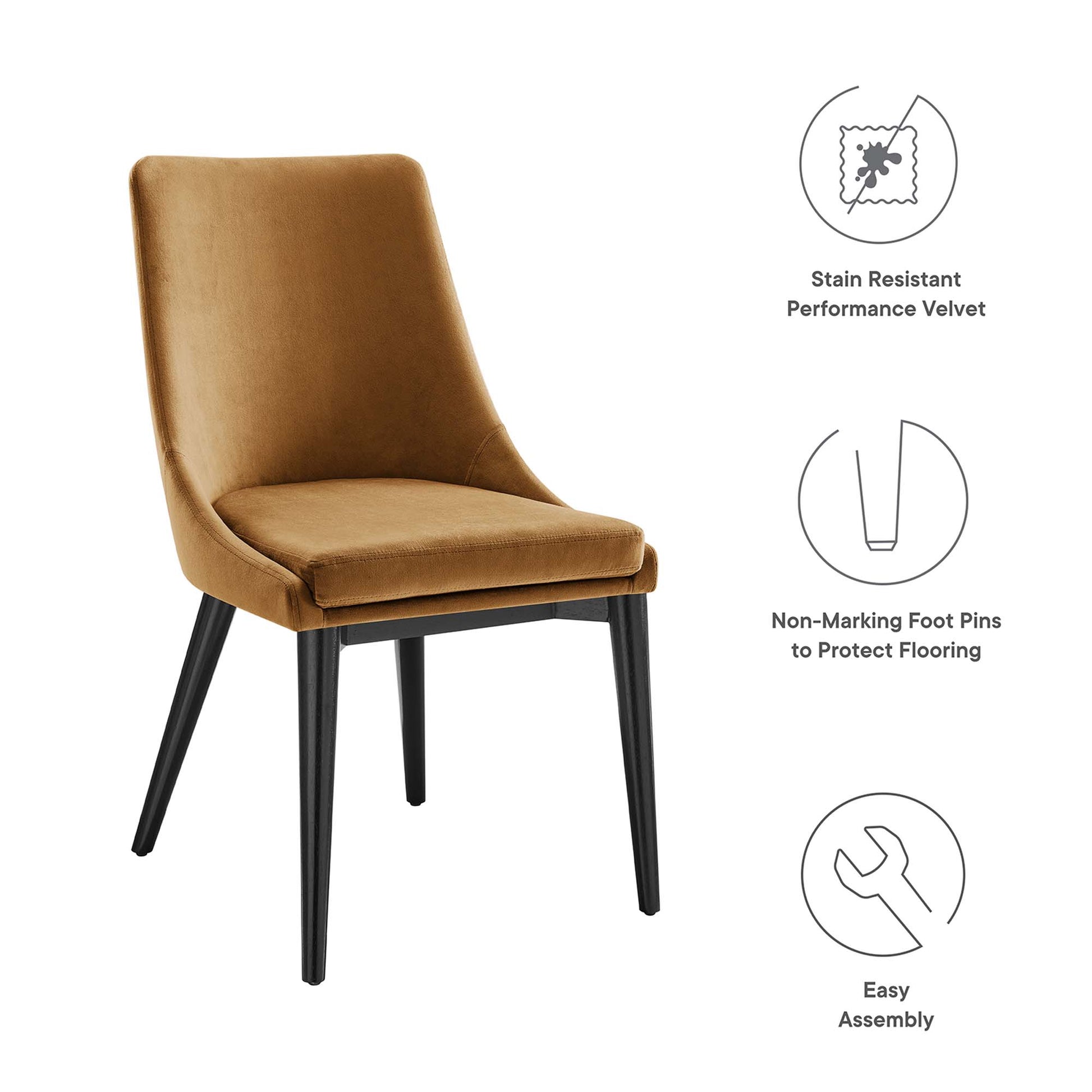 Viscount Performance Velvet Dining Chair - Pink