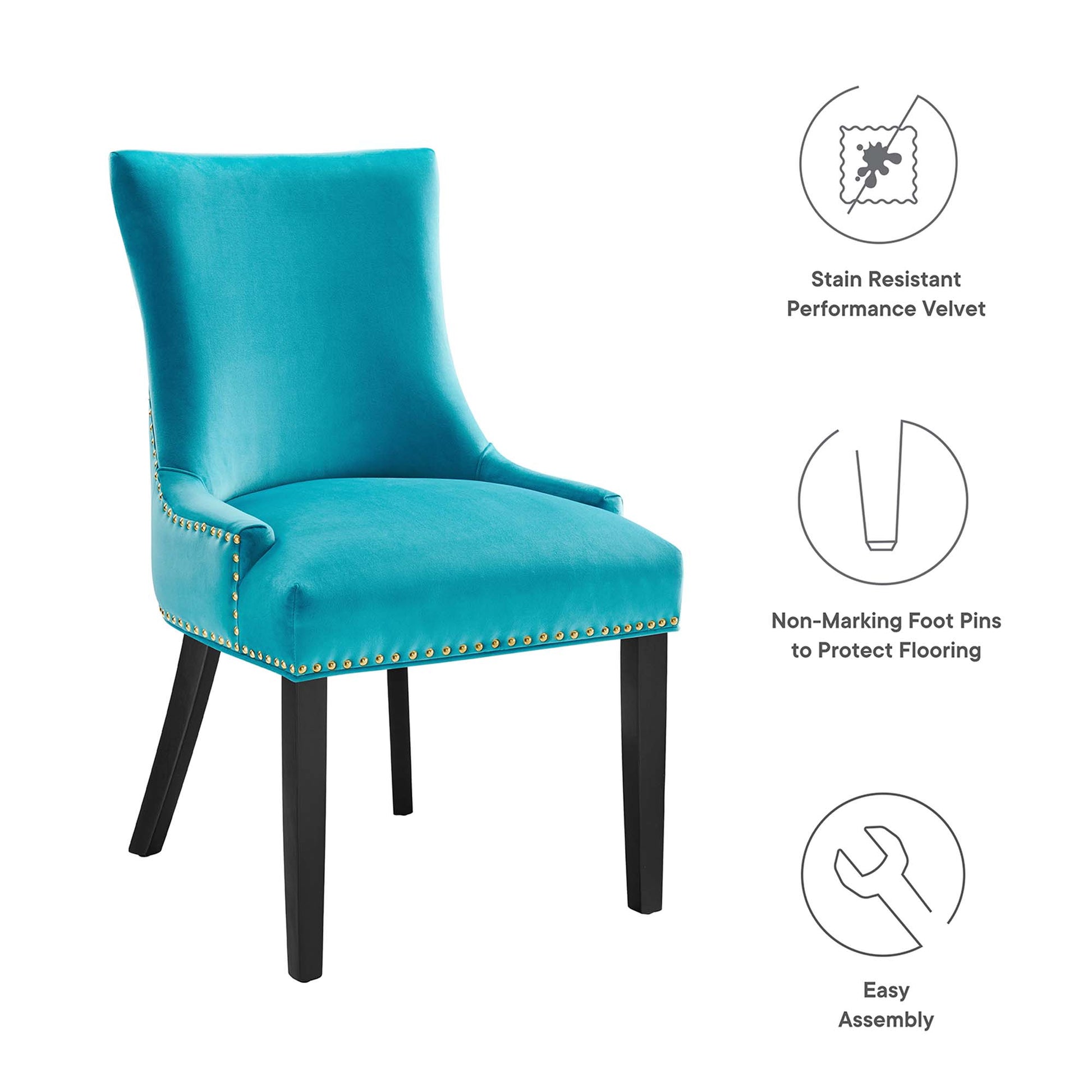 Marquis Performance Velvet Dining Chairs - Set of 2 - Gray