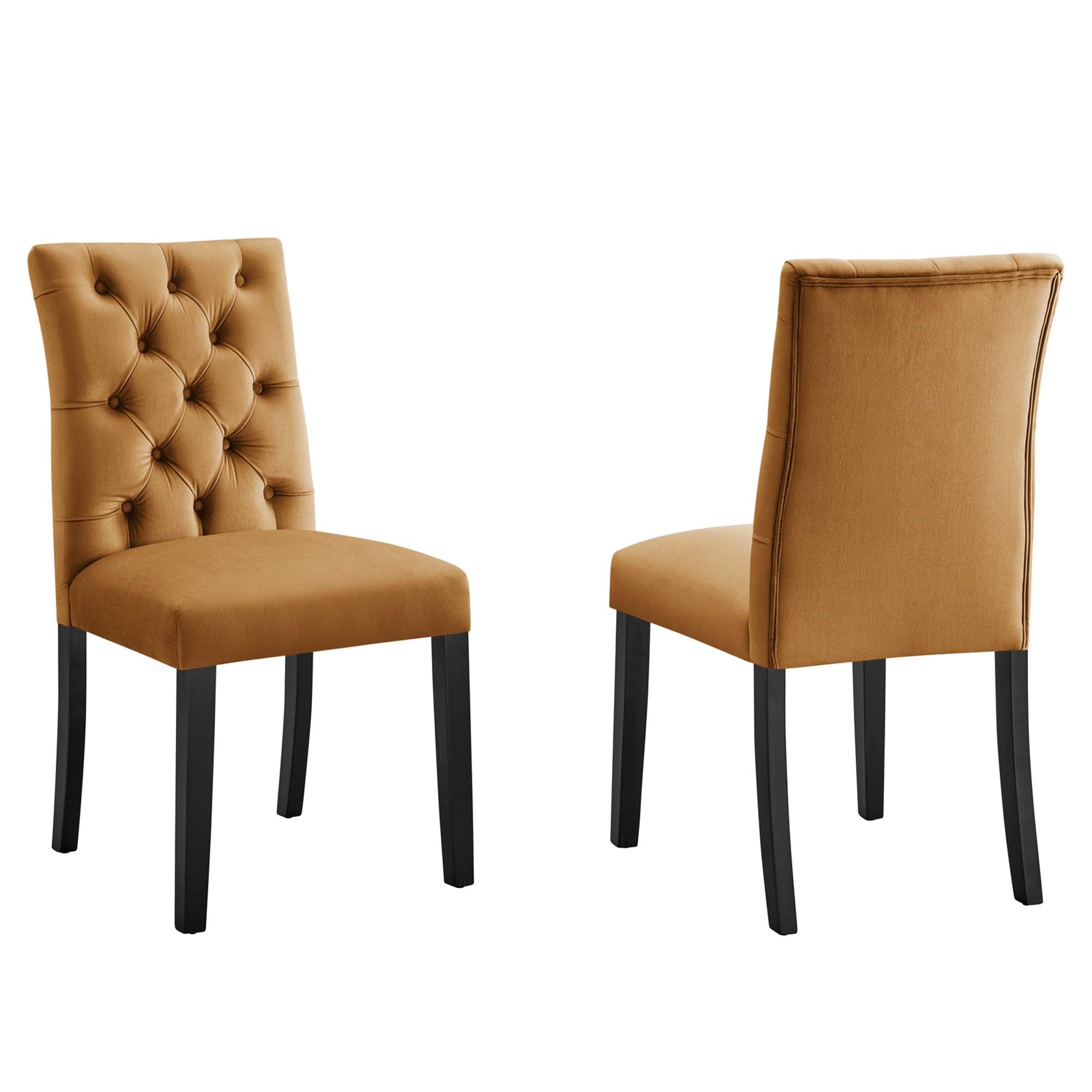 Duchess Performance Velvet Dining Chairs Set of 2 - Cognac