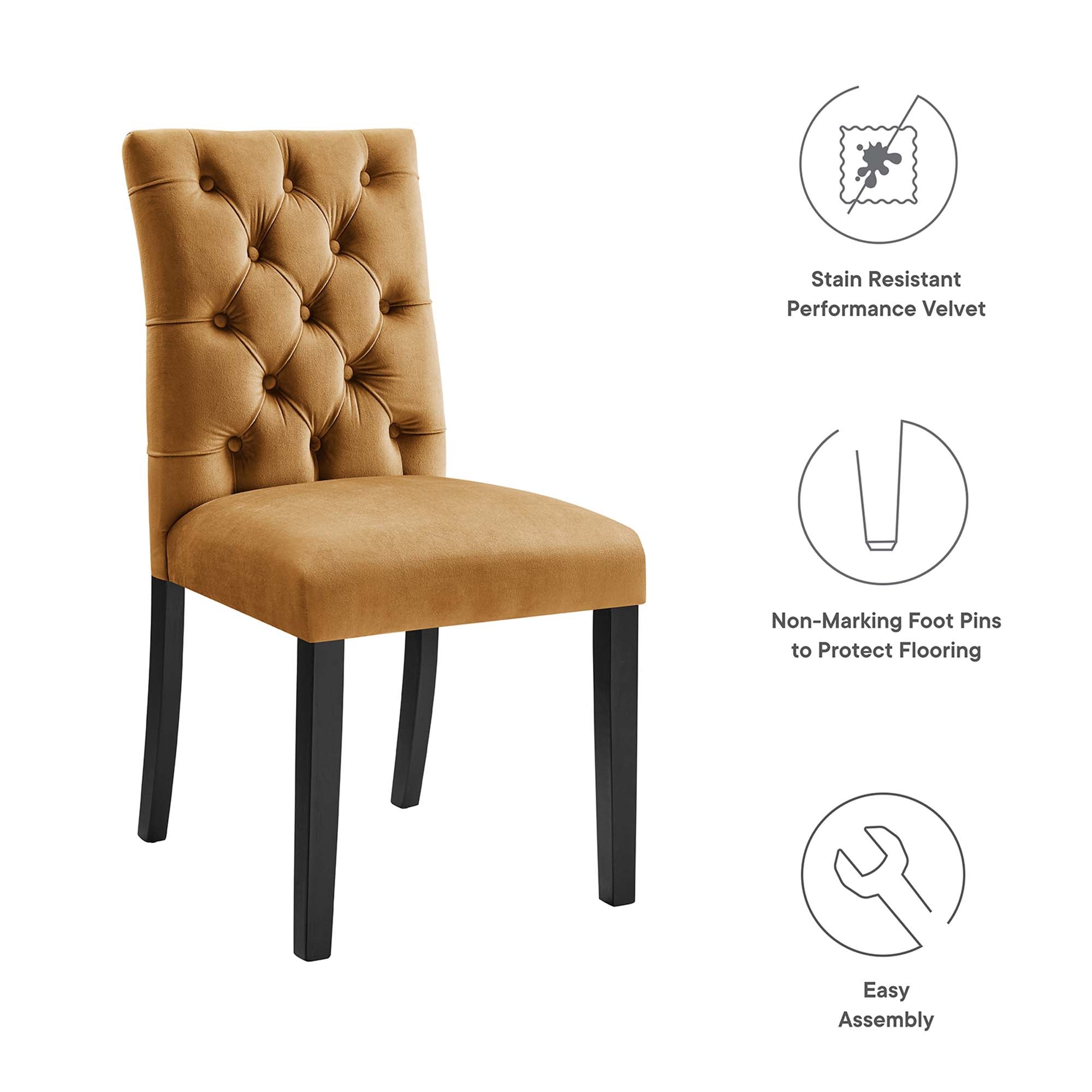 Duchess Performance Velvet Dining Chairs Set of 2 - Light Gray