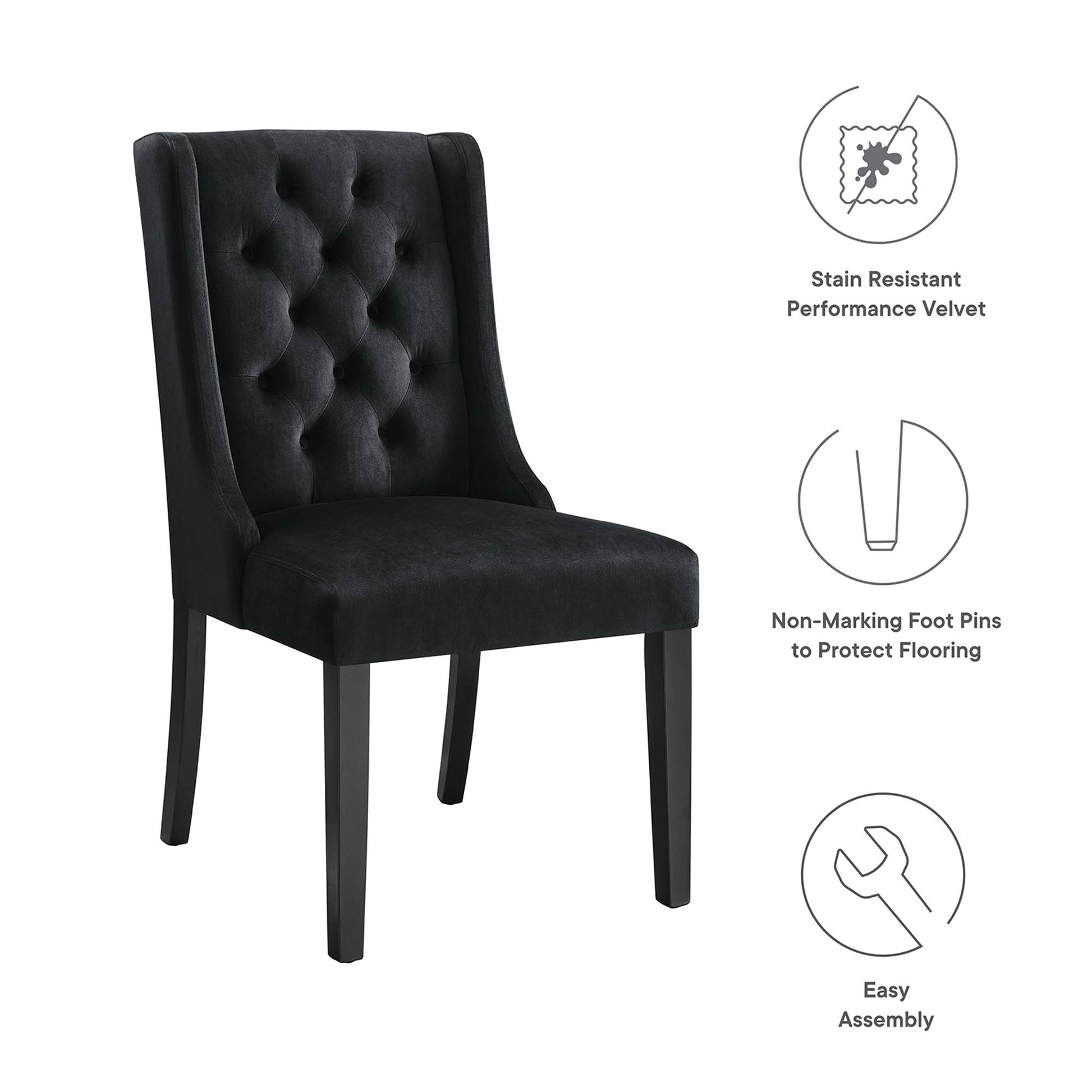 Baronet Performance Velvet Dining Chairs - Set of 2 - Blue