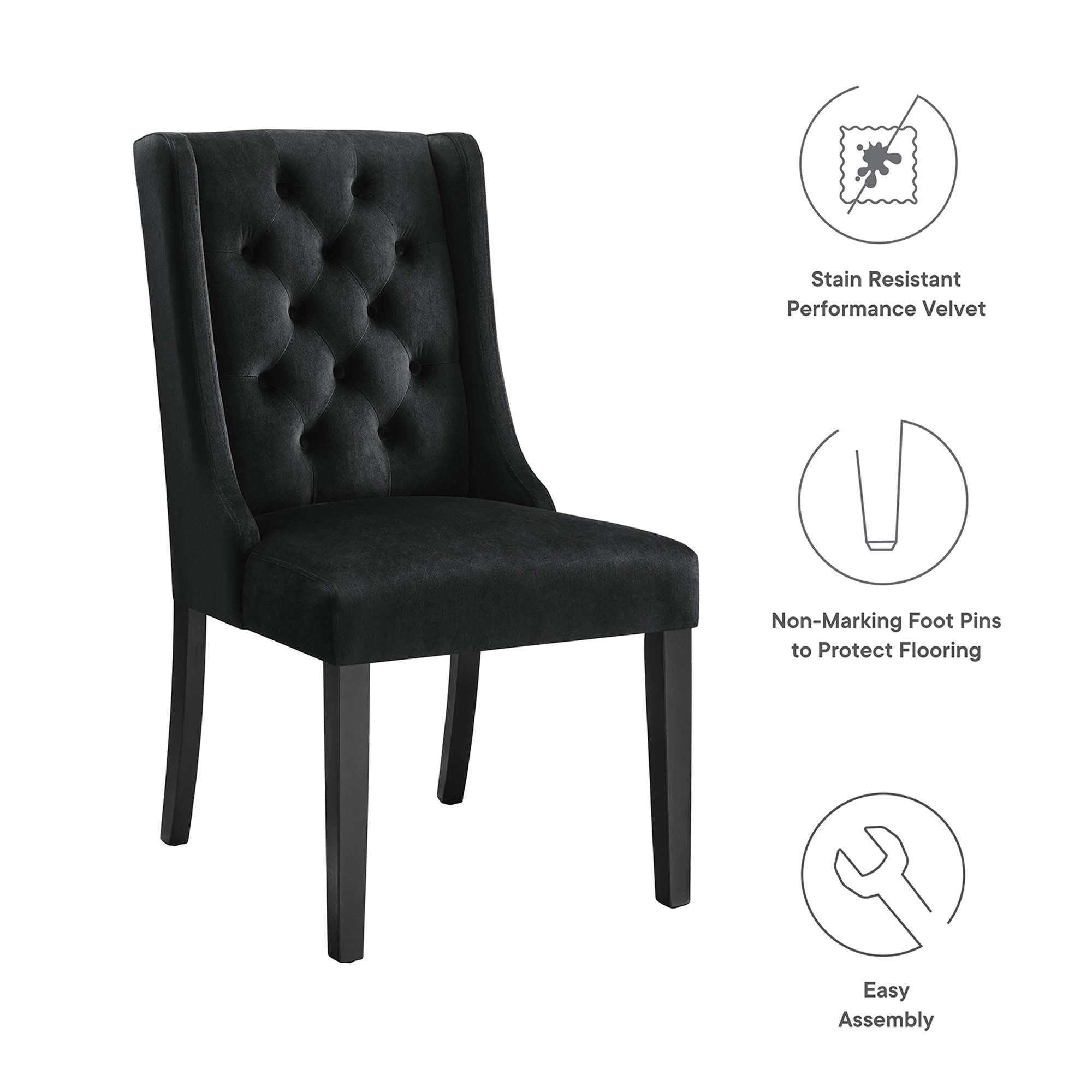 Baronet Performance Velvet Dining Chairs - Set of 2 - Blue