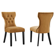 Silhouette Performance Velvet Dining Chairs Set of 2 - Cognac