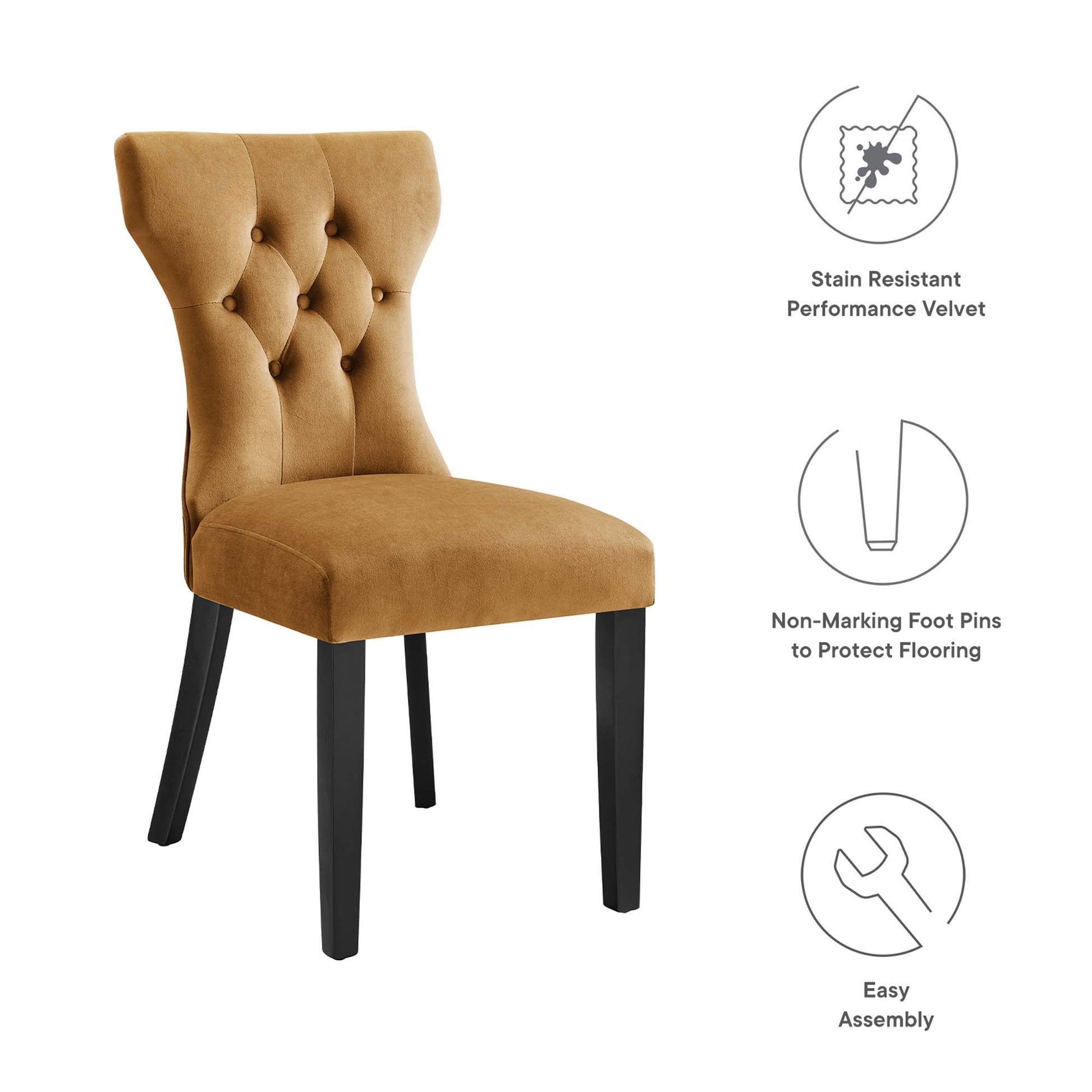 Silhouette Performance Velvet Dining Chairs Set of 2 - Emerald