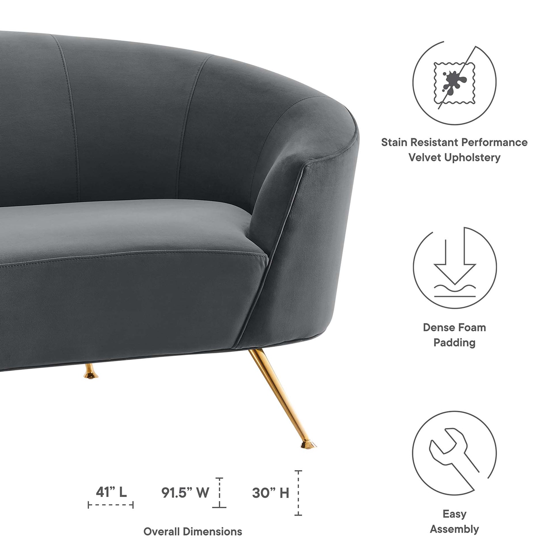 Marchesa Upholstered Performance Velvet Sofa - Navy