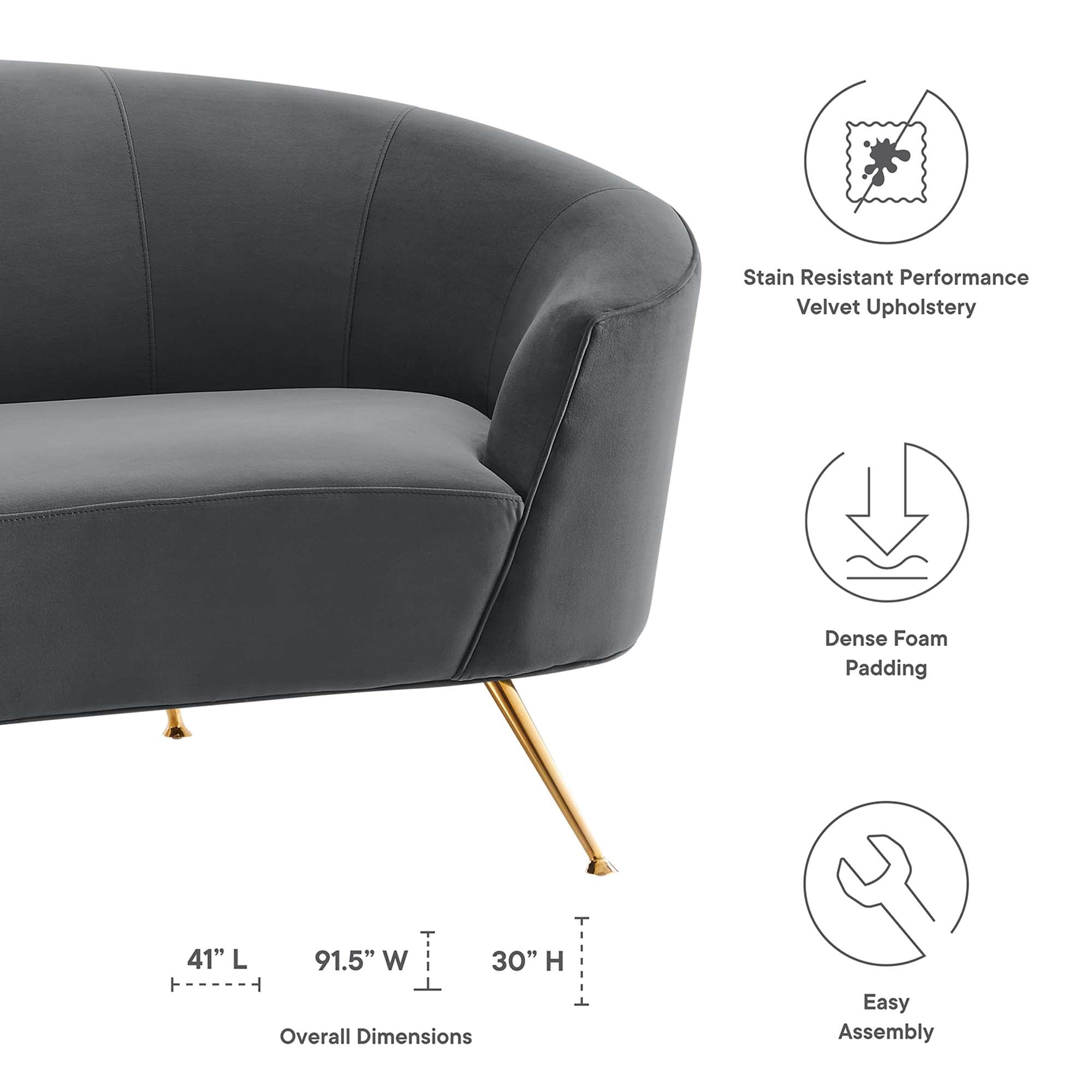 Marchesa Upholstered Performance Velvet Sofa - Navy