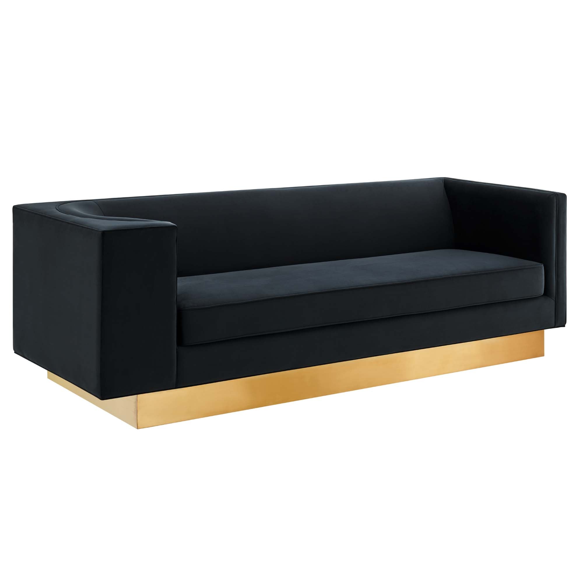 Eminence Upholstered Performance Velvet Sofa - Black