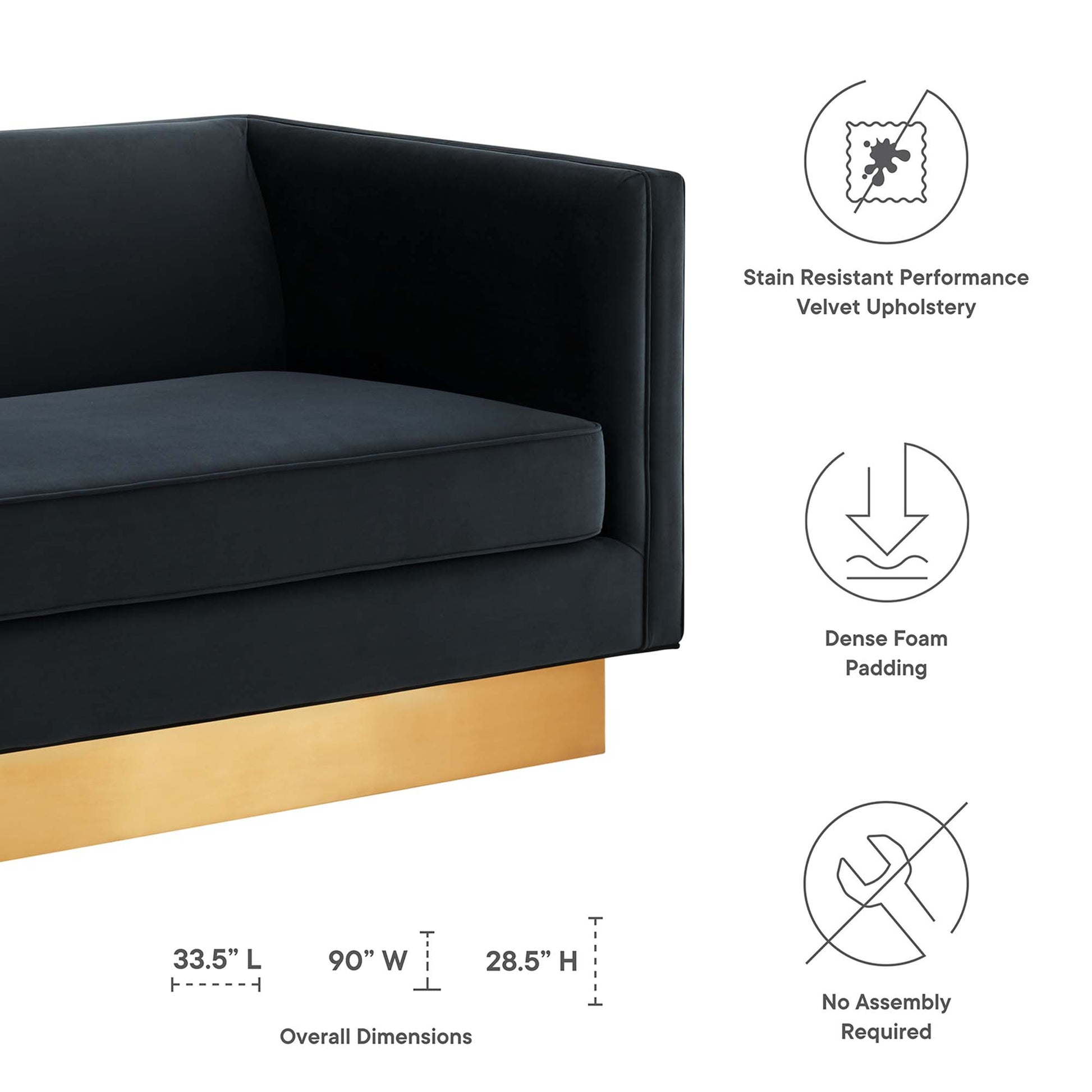 Eminence Upholstered Performance Velvet Sofa - Emerald