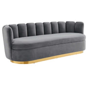 Victoria Channel Tufted Performance Velvet Sofa - Gray