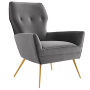 Renata Button Tufted Performance Velvet Armchair - Gray
