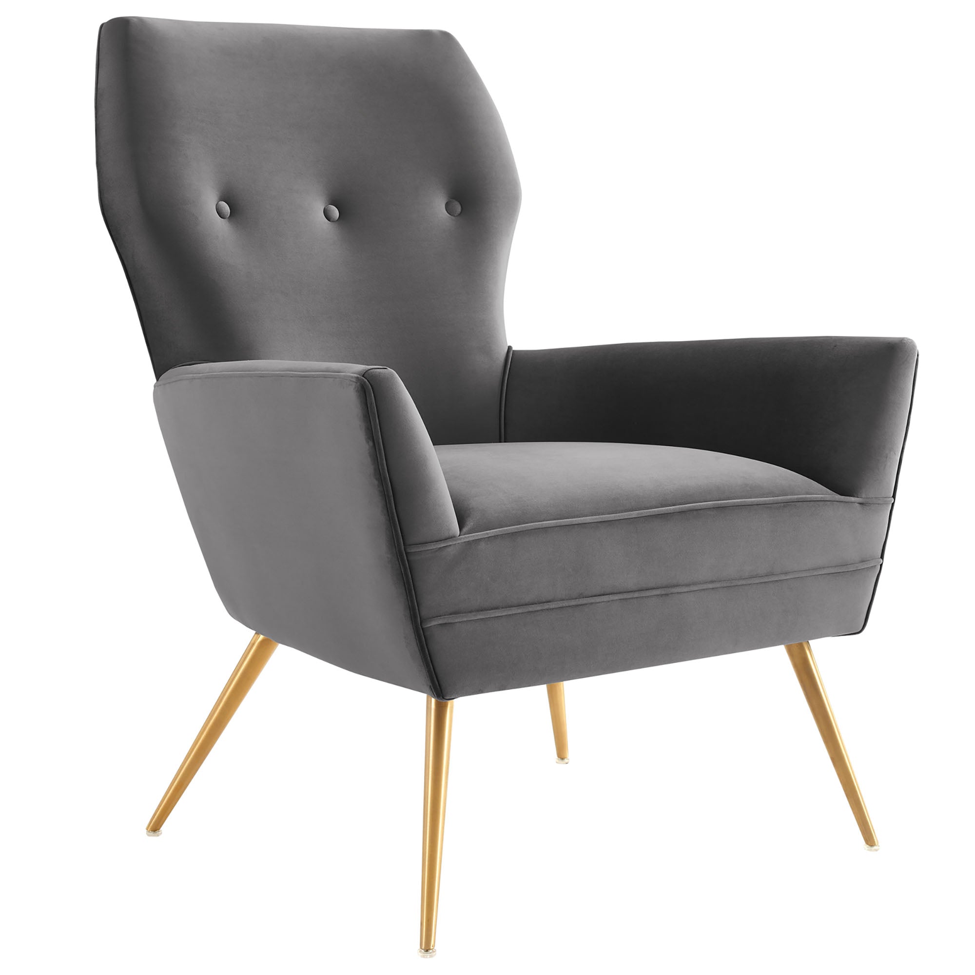Renata Button Tufted Performance Velvet Armchair - Gray