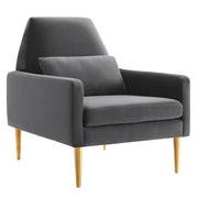 Liliana Performance Velvet Armchair - Charcoal