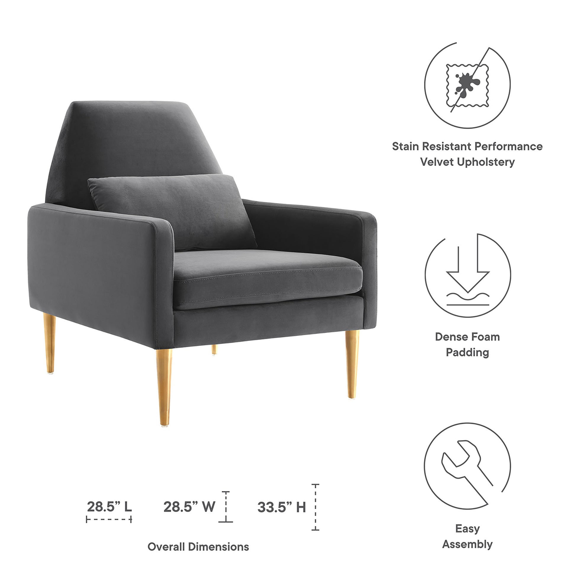 Liliana Performance Velvet Armchair - Emerald