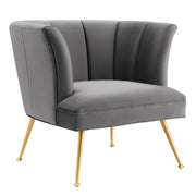 Veronica Channel Tufted Performance Velvet Armchair - Gray