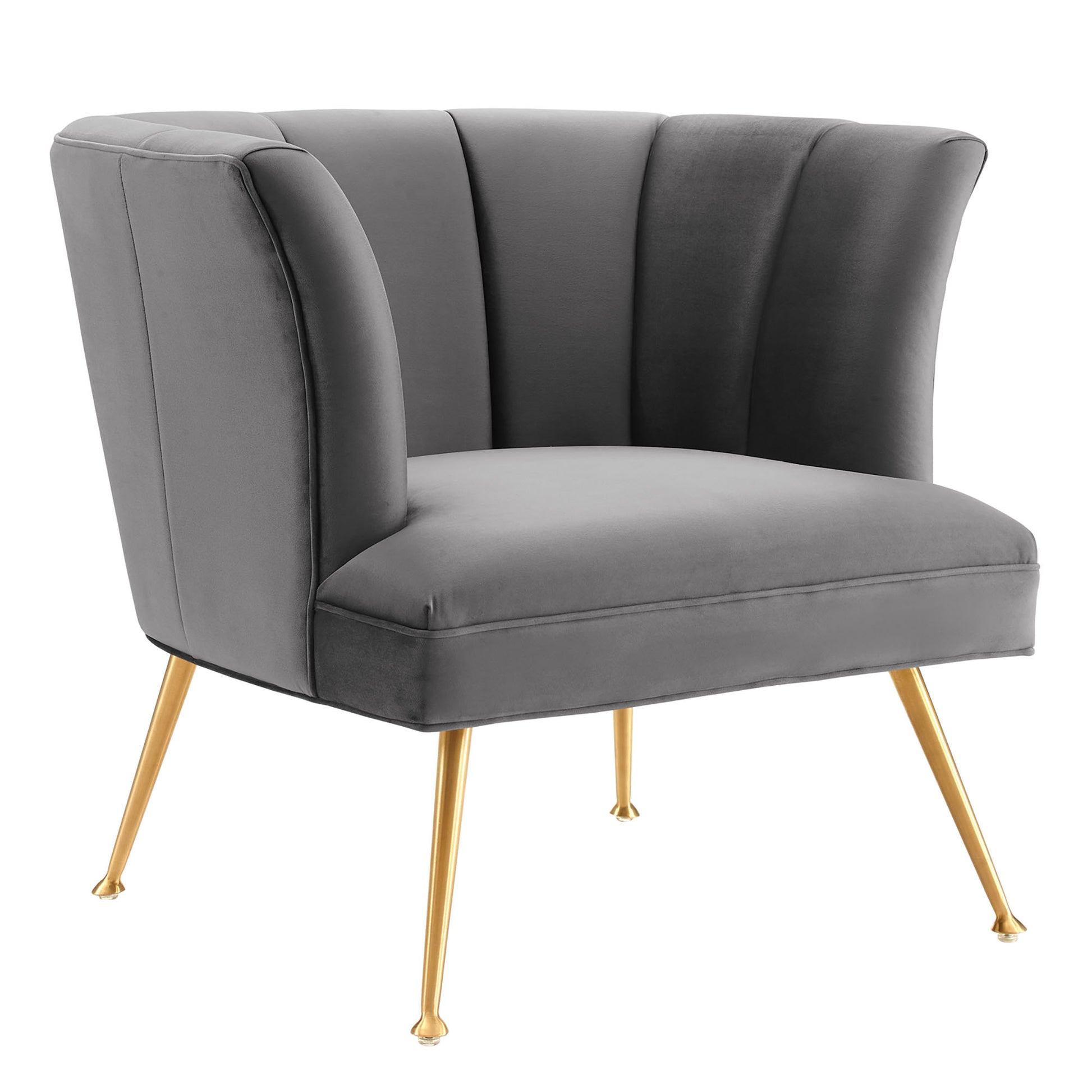 Veronica Channel Tufted Performance Velvet Armchair - Gray
