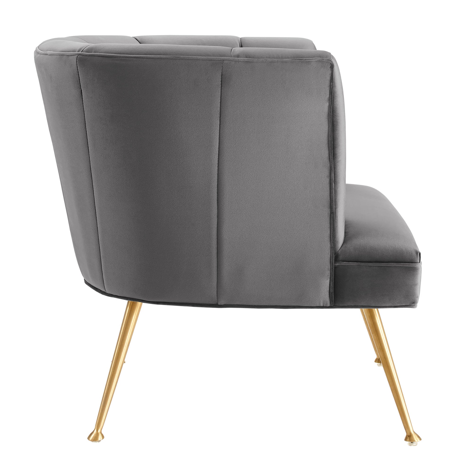 Veronica Channel Tufted Performance Velvet Armchair - Pink