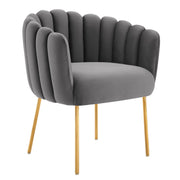 Sanna Channel Tufted Performance Velvet Armchair - Gray