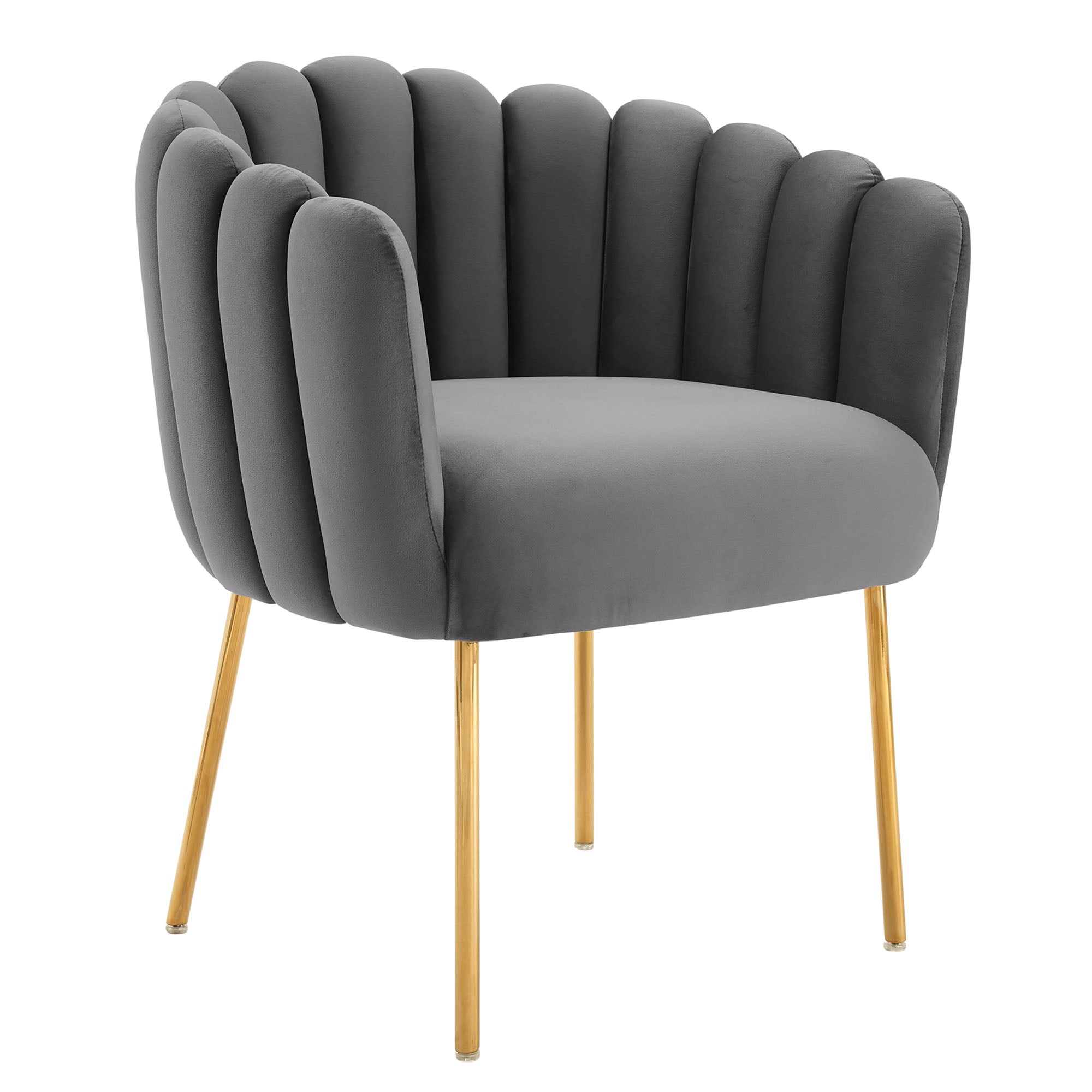 Sanna Channel Tufted Performance Velvet Armchair - Gray