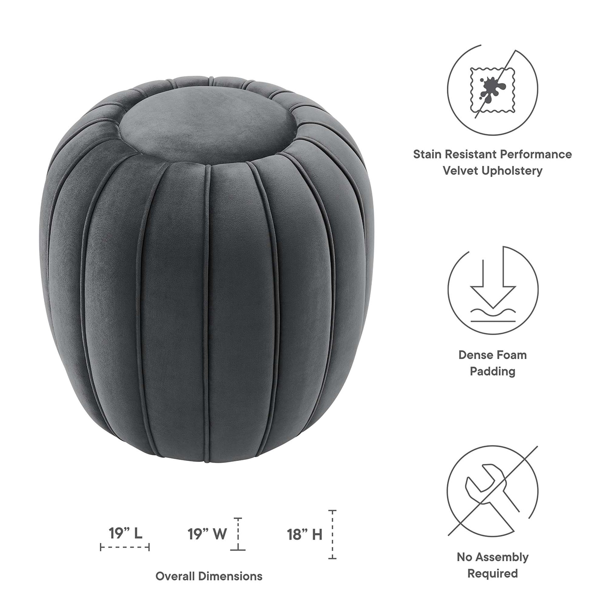 Celebrate Channel Tufted Performance Velvet Ottoman - Pink