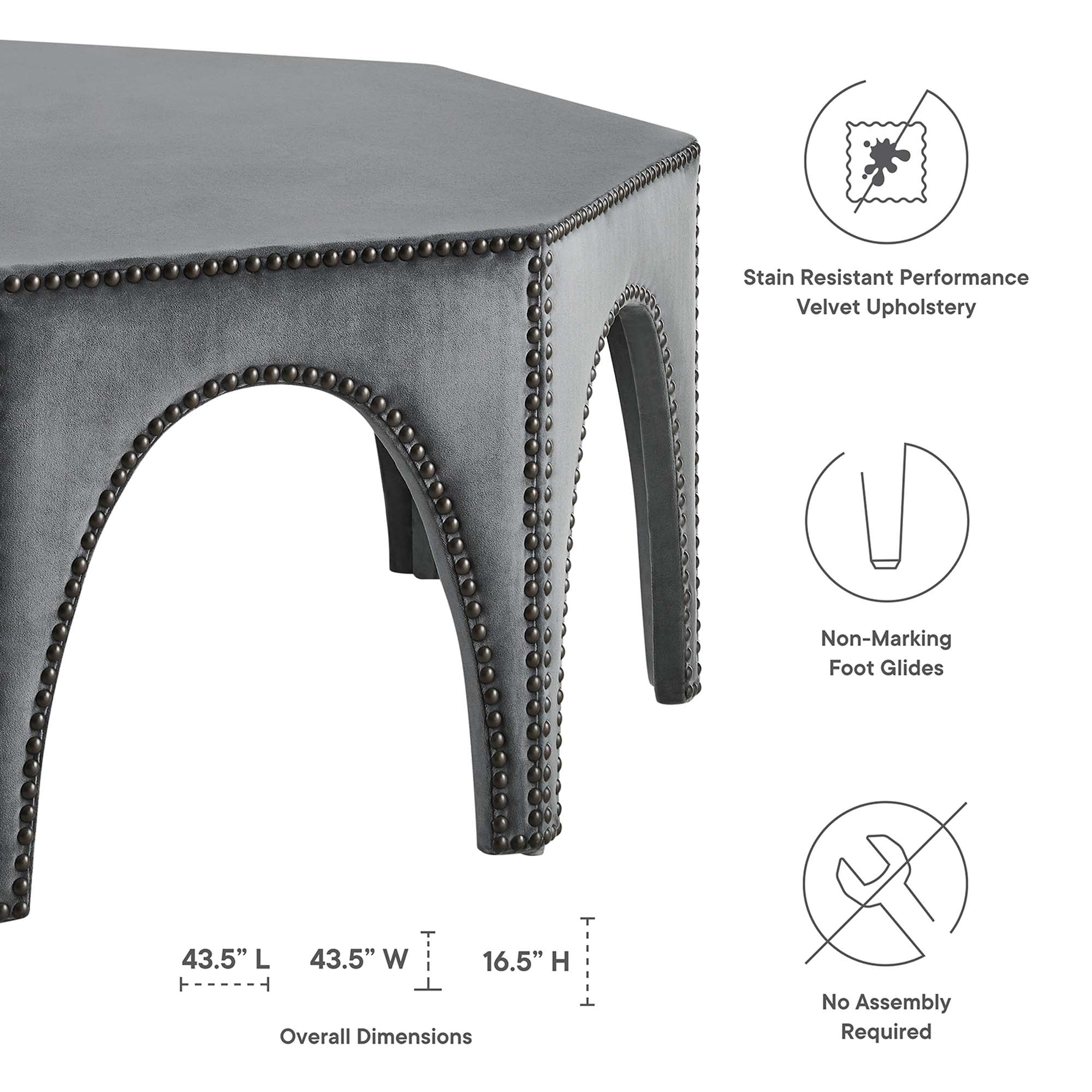 Victory Performance Velvet Ottoman - Navy