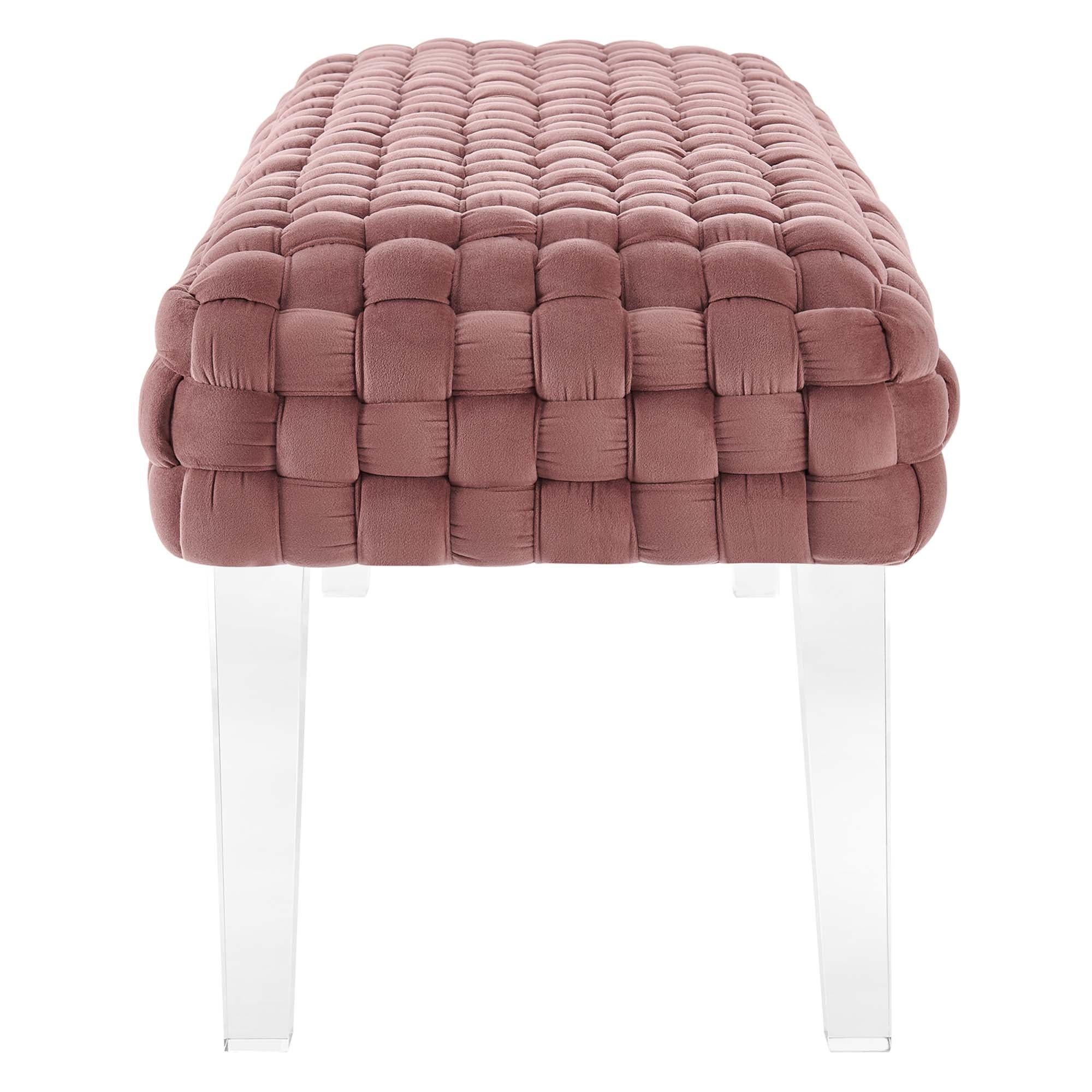 Prologue Woven Performance Velvet Ottoman - Light Gray