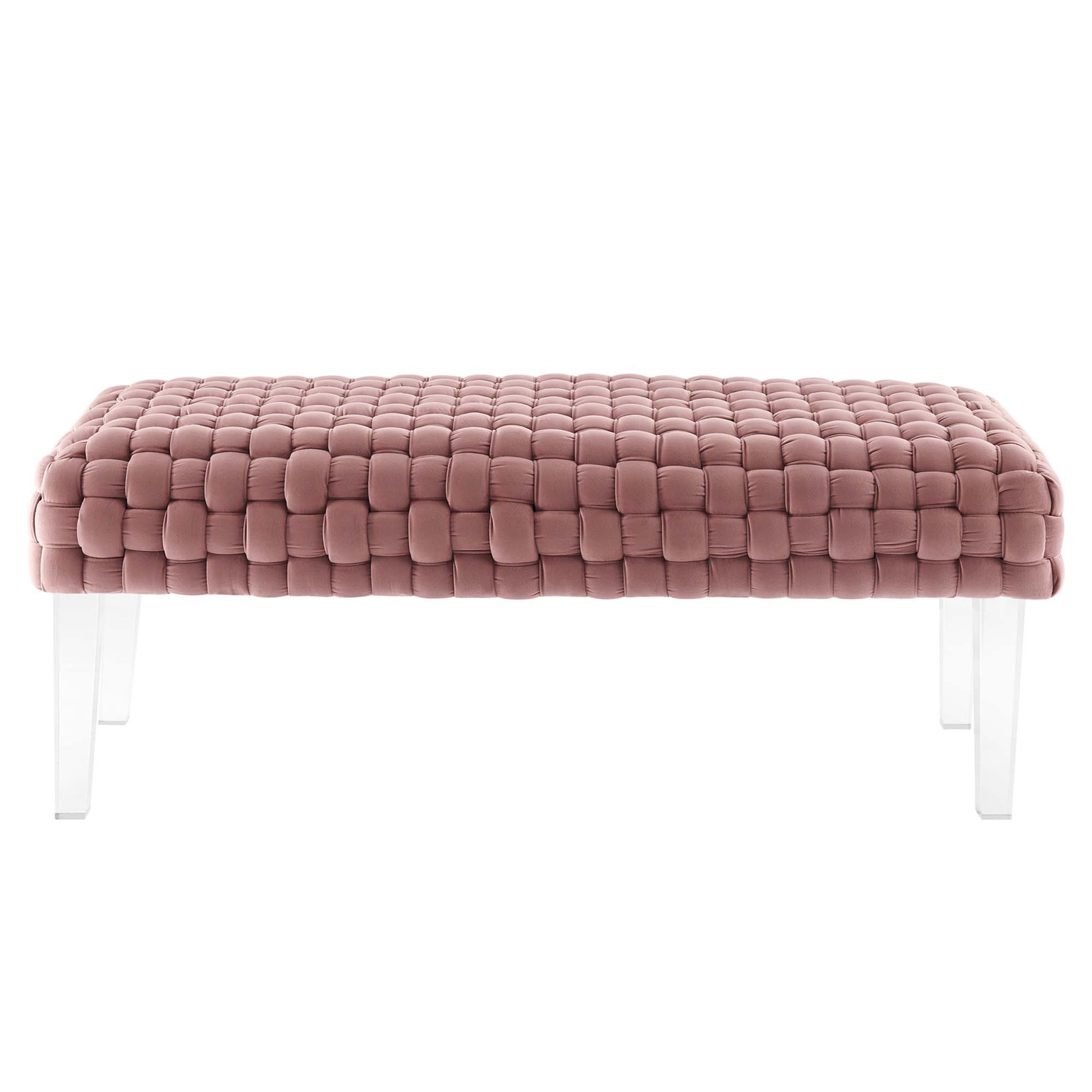 Prologue Woven Performance Velvet Ottoman - Navy