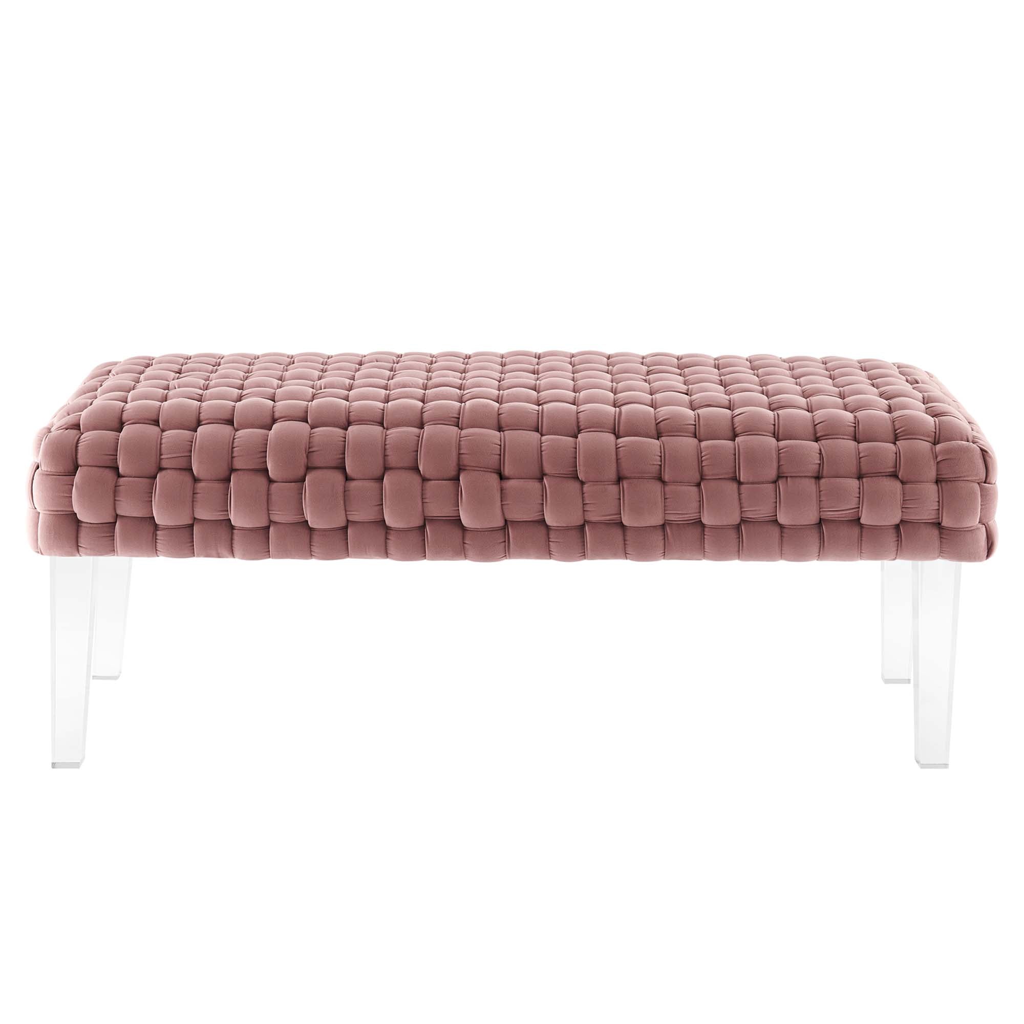 Prologue Woven Performance Velvet Ottoman - Navy