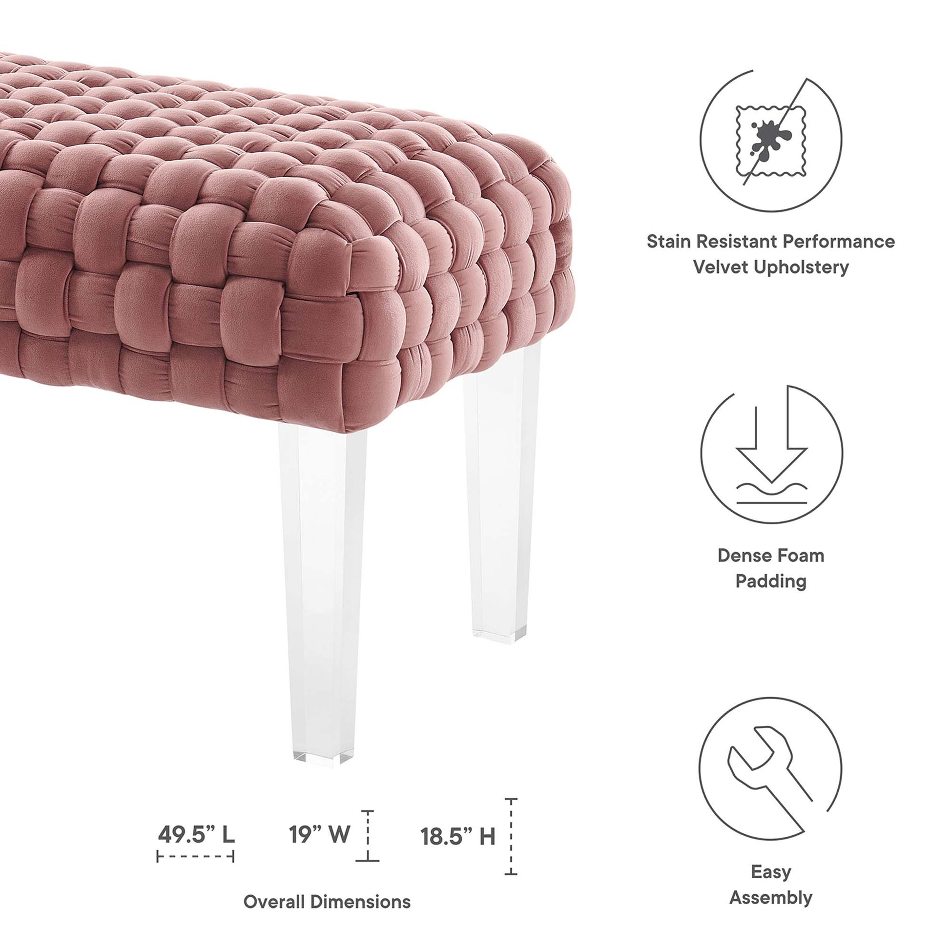 Prologue Woven Performance Velvet Ottoman - Gray