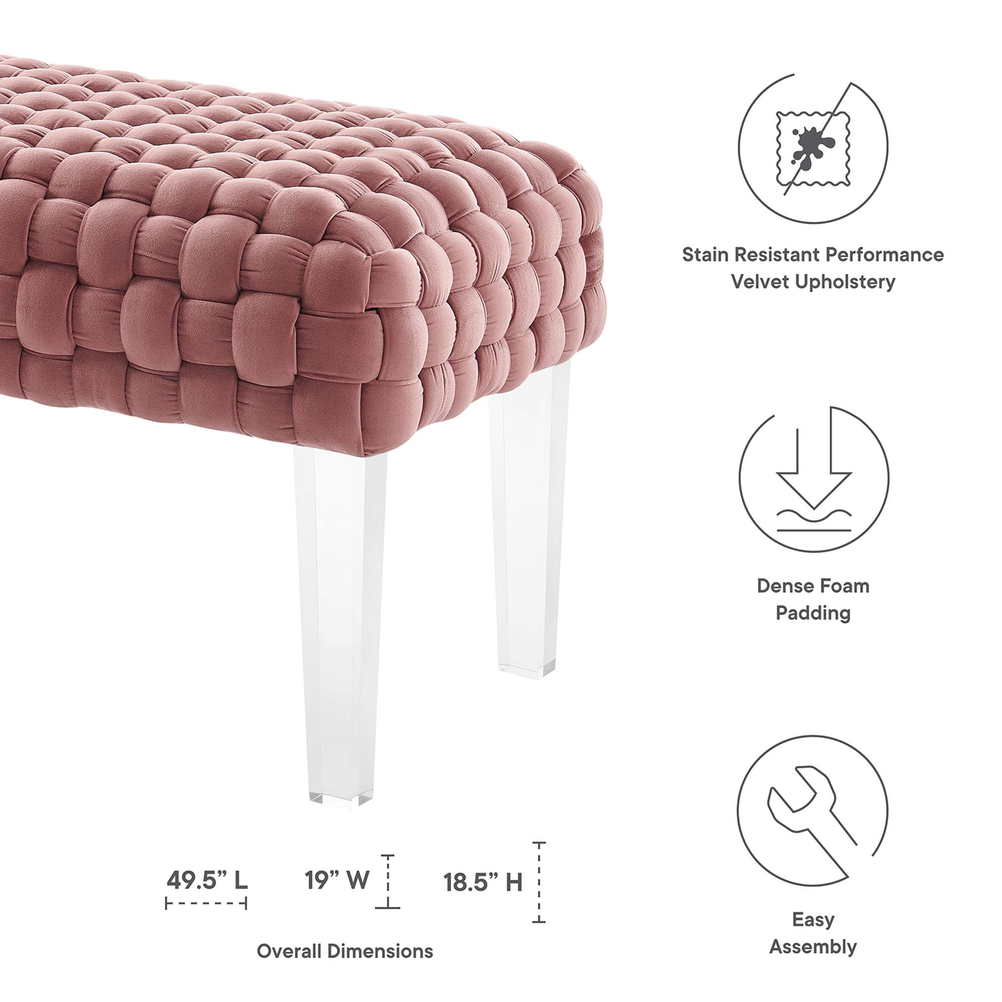 Prologue Woven Performance Velvet Ottoman - Gray