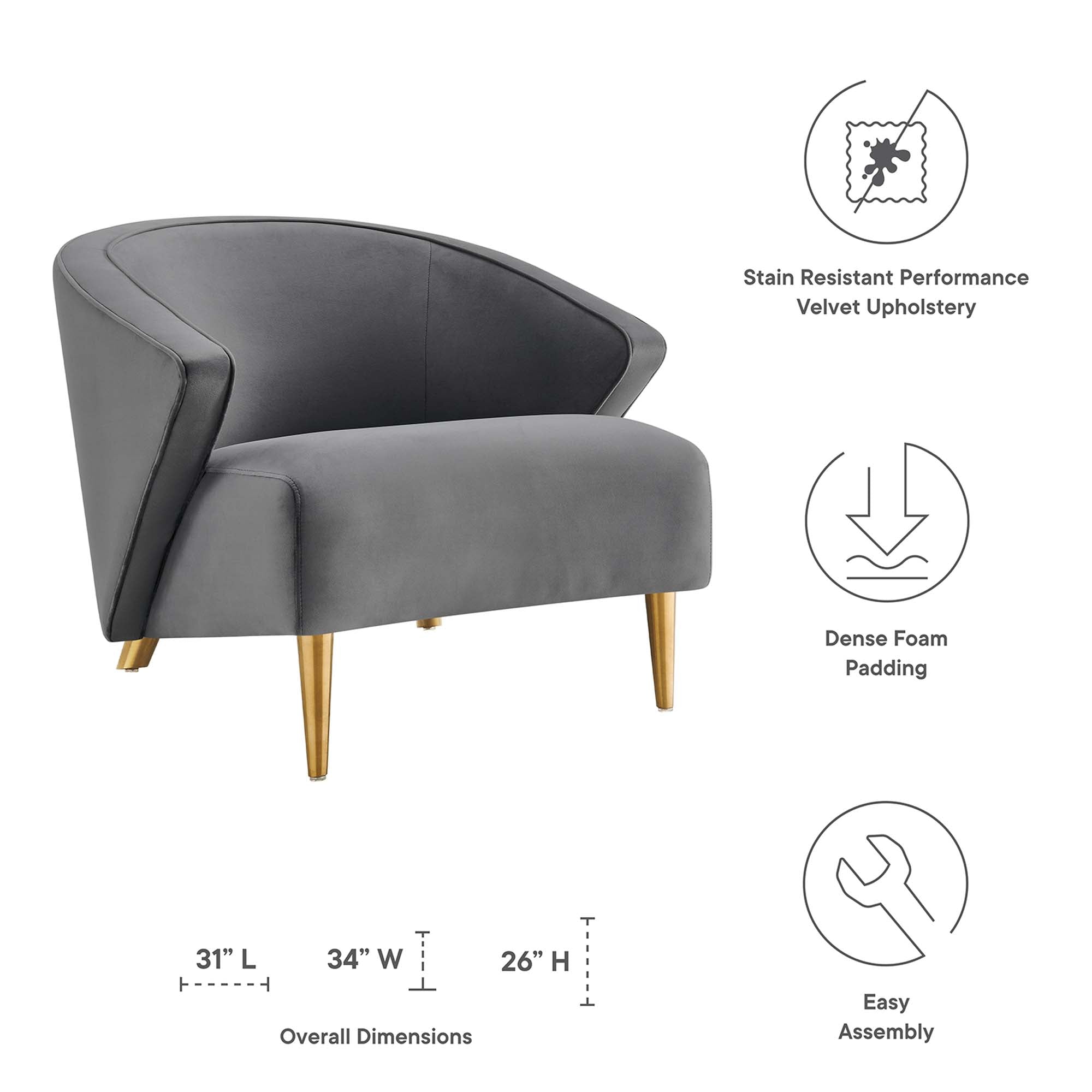 Odyssey Performance Velvet Armchair - Navy