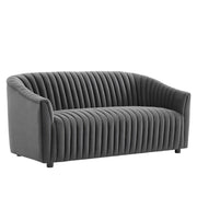 Announce Performance Velvet Channel Tufted Loveseat - Charcoal