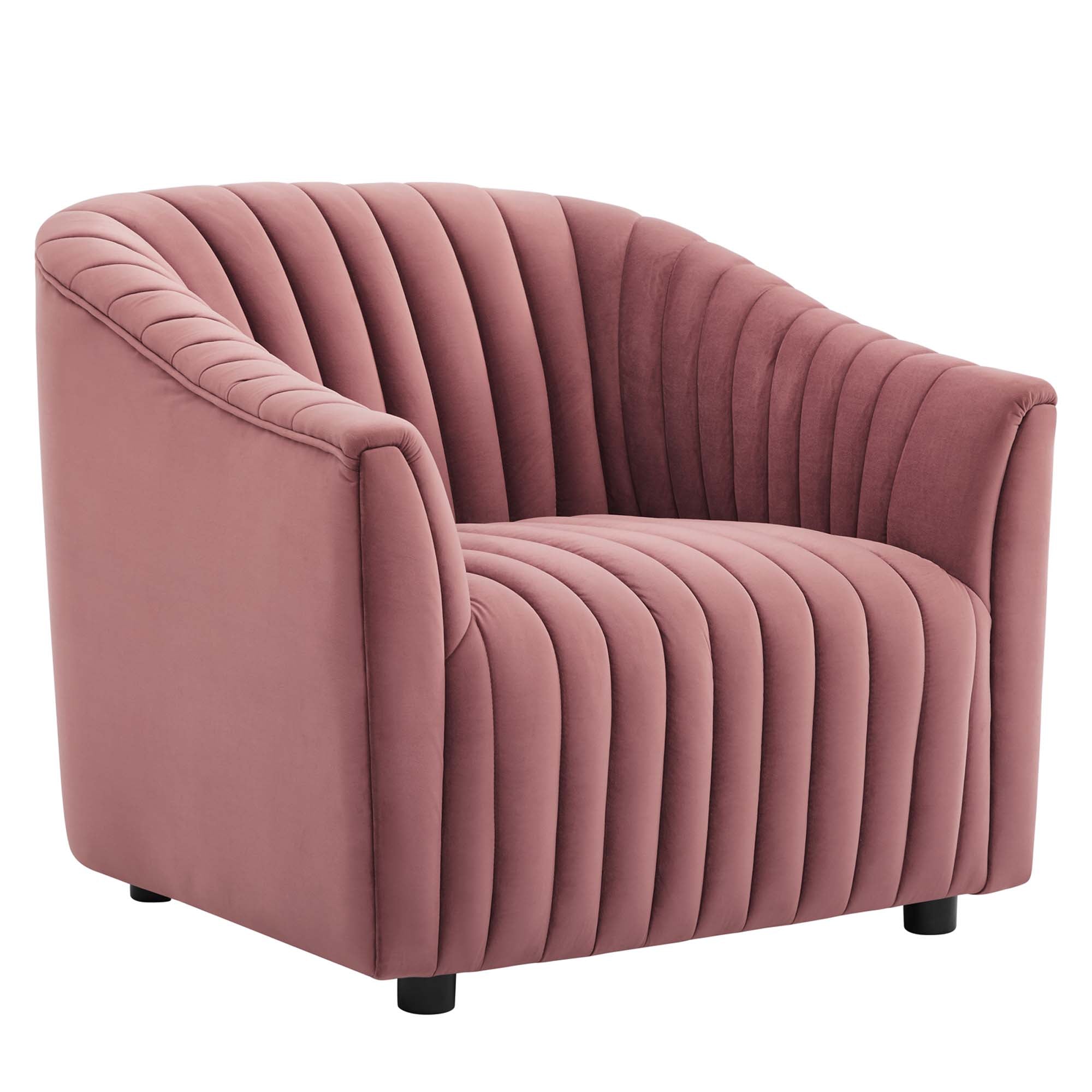 Announce Performance Velvet Channel Tufted Armchair - Dusty Rose