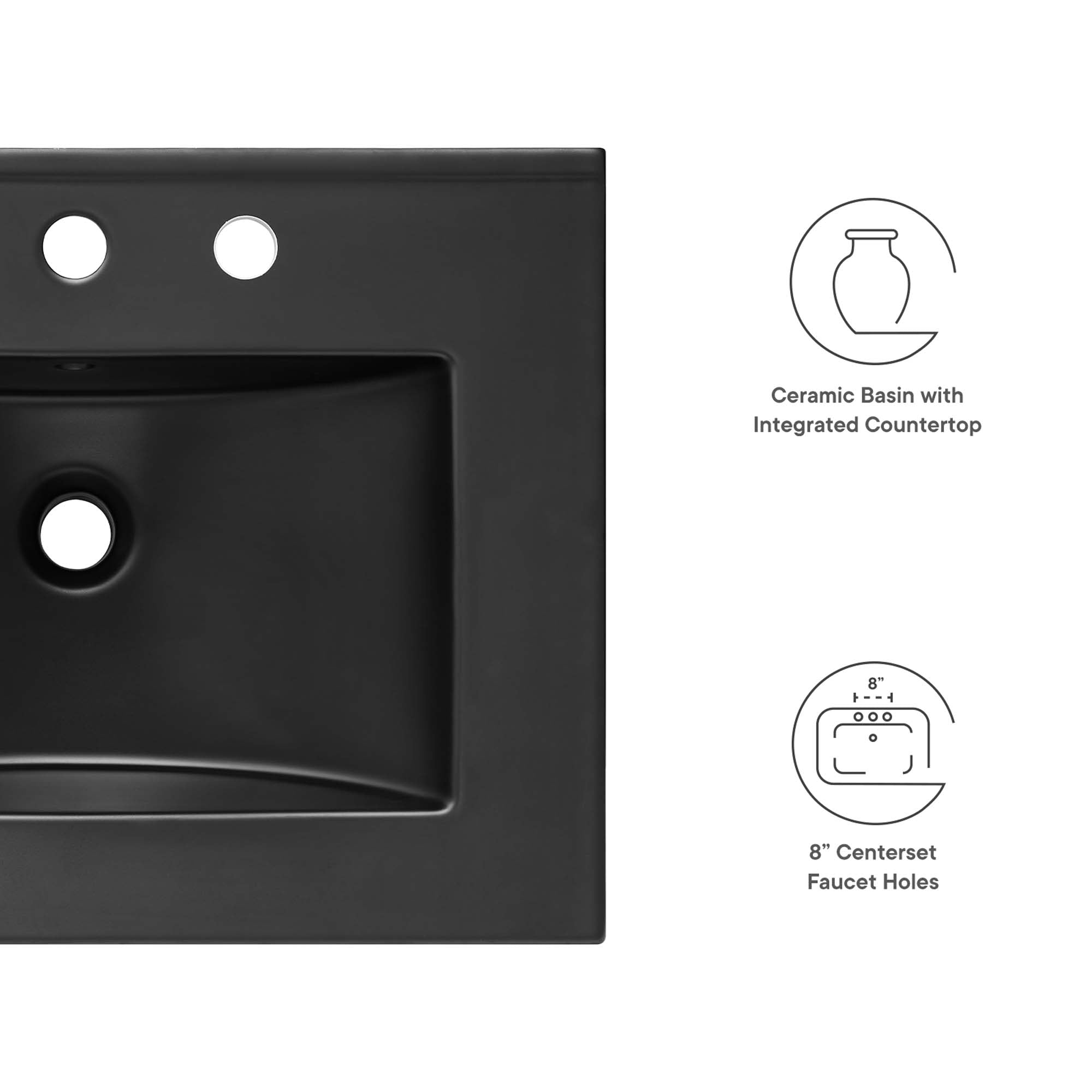 Maybelle Bathroom Vanity Basin Included - White Black