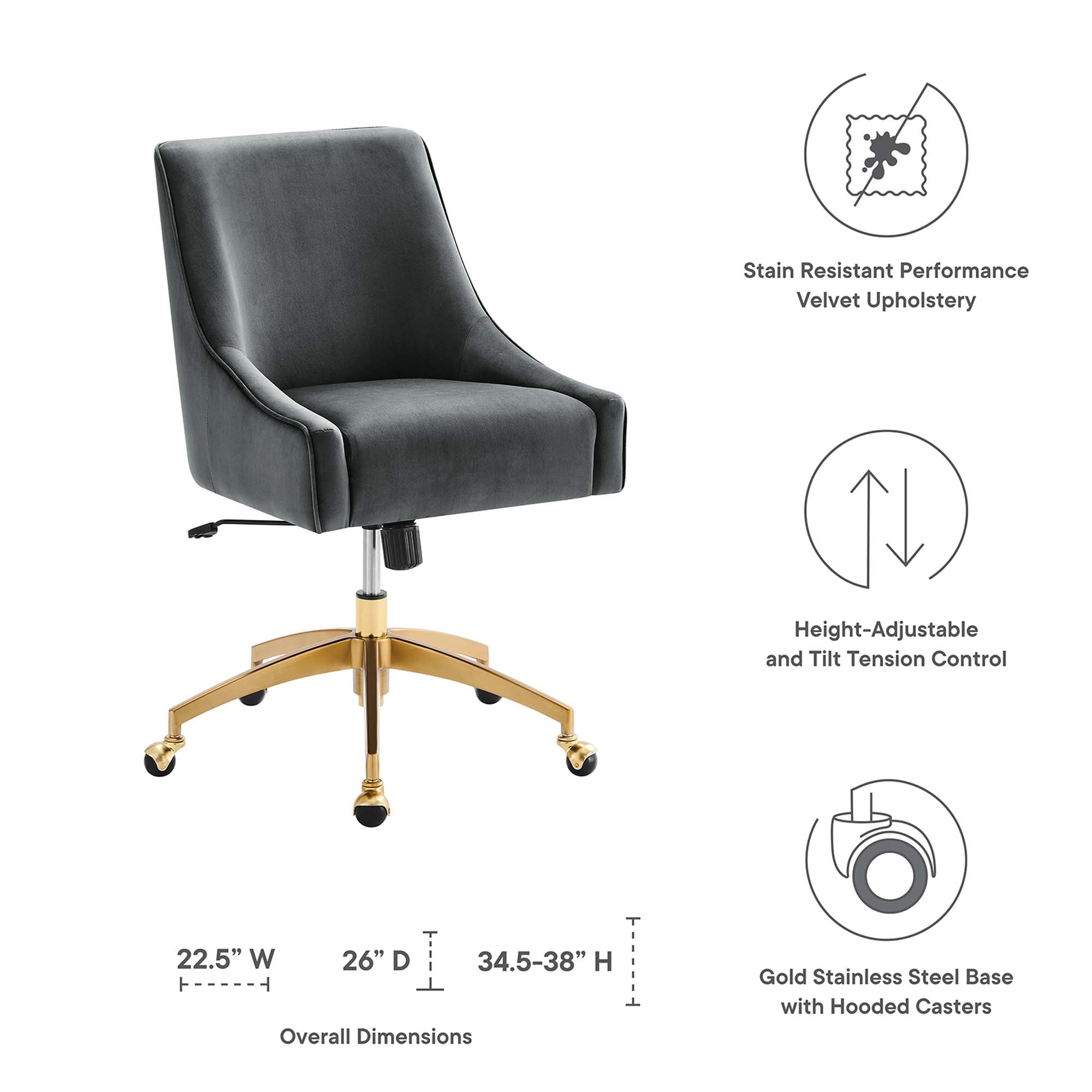 Discern Performance Velvet Office Chair - Light Blue
