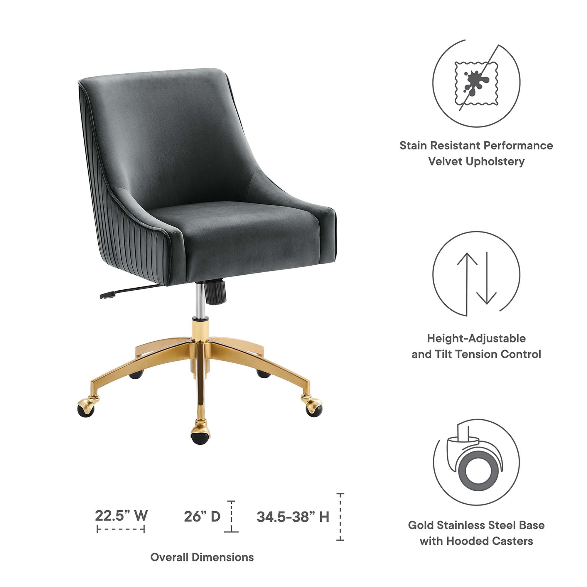Discern Performance Velvet Office Chair - Pink