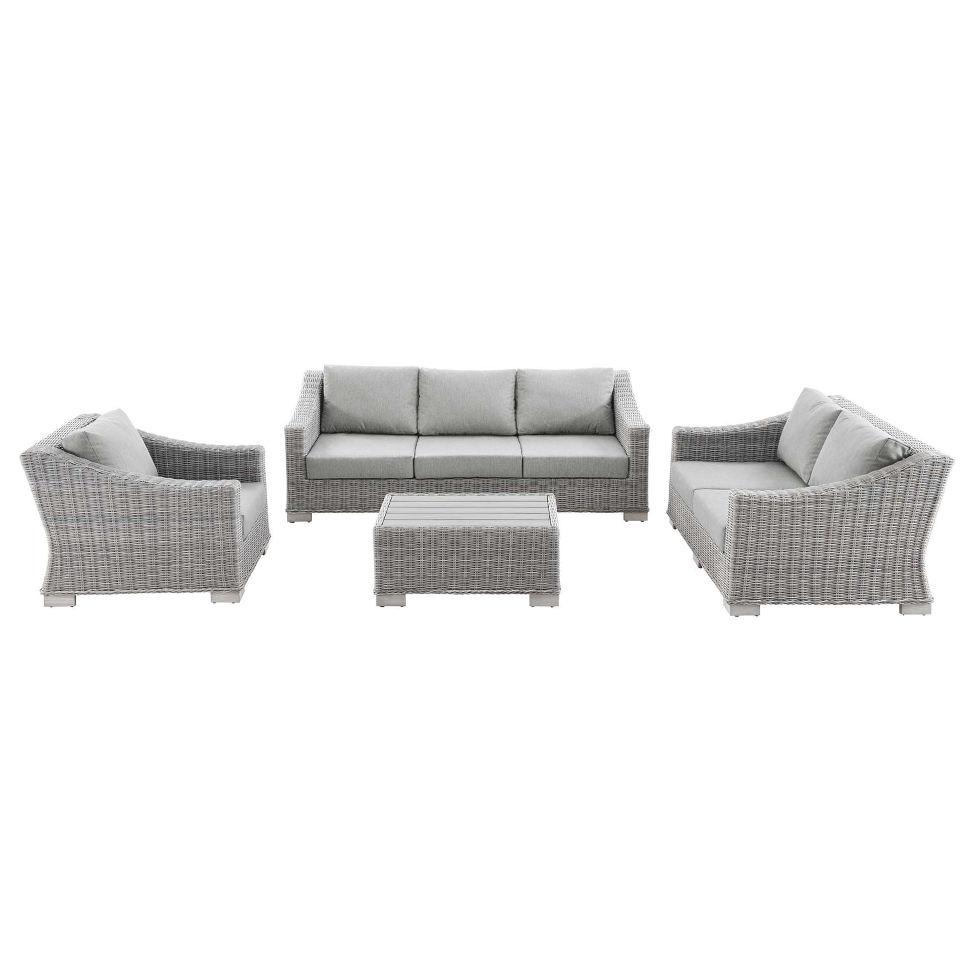 Conway 4-Piece Outdoor Patio Wicker Rattan Furniture Set - Light Gray Gray