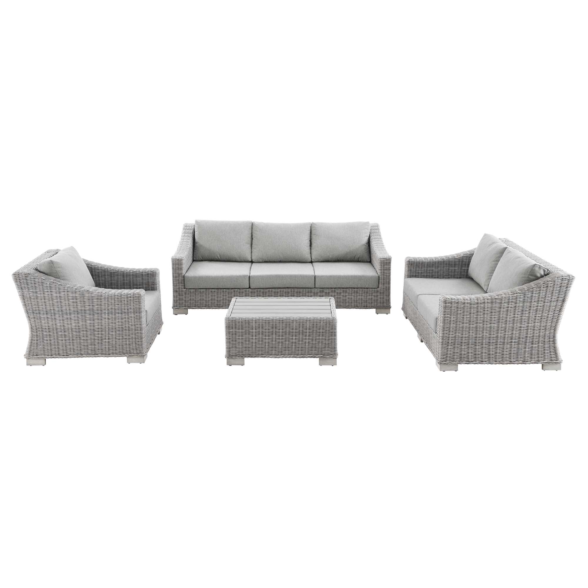 Conway 4-Piece Outdoor Patio Wicker Rattan Furniture Set - Light Gray Gray