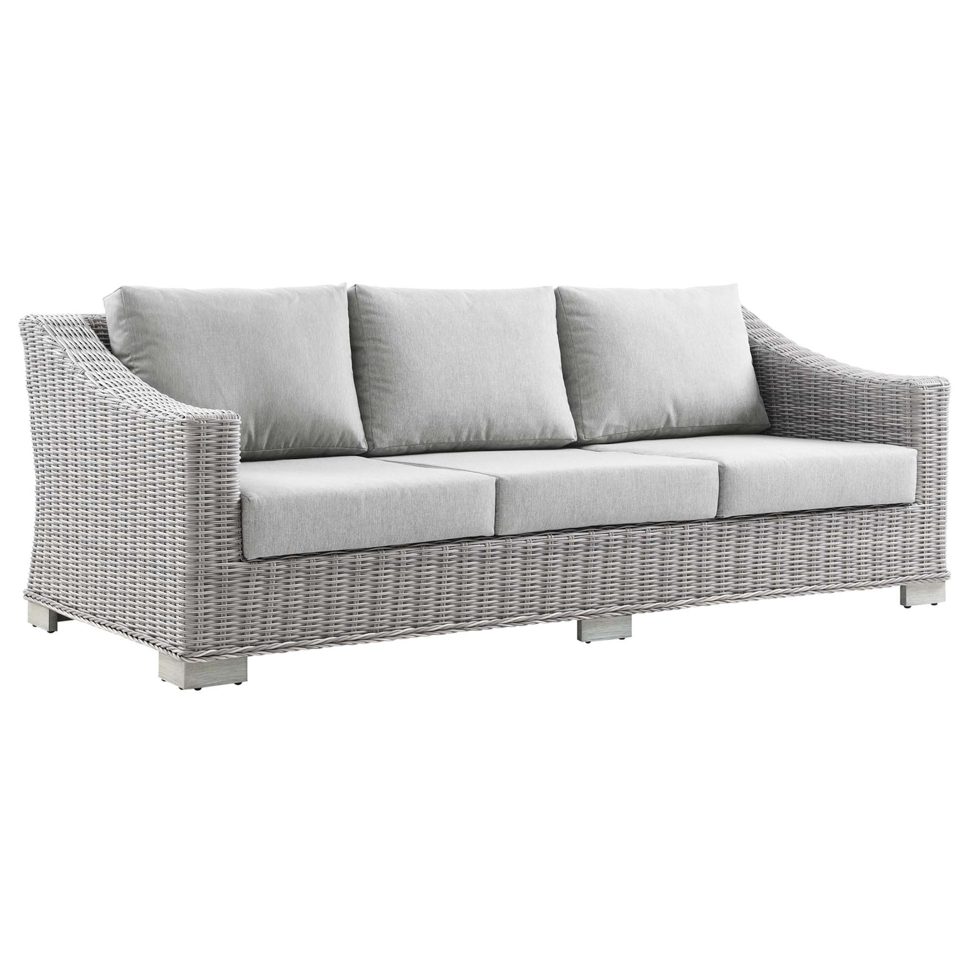Conway 4-Piece Outdoor Patio Wicker Rattan Furniture Set - Light Gray Light Blue