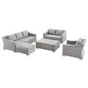 Conway 5-Piece Outdoor Patio Wicker Rattan Furniture Set - Light Gray Gray