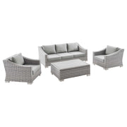 Conway 4-Piece Outdoor Patio Wicker Rattan Furniture Set - Light Gray Gray