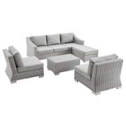 Conway 5-Piece Outdoor Patio Wicker Rattan Furniture Set - Light Gray Gray