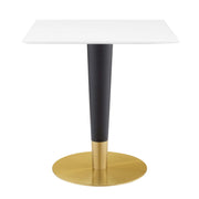 Zinque 28" Square Dining Table - Gold White