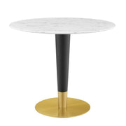 Zinque 36" Artificial Marble Dining Table - Gold White