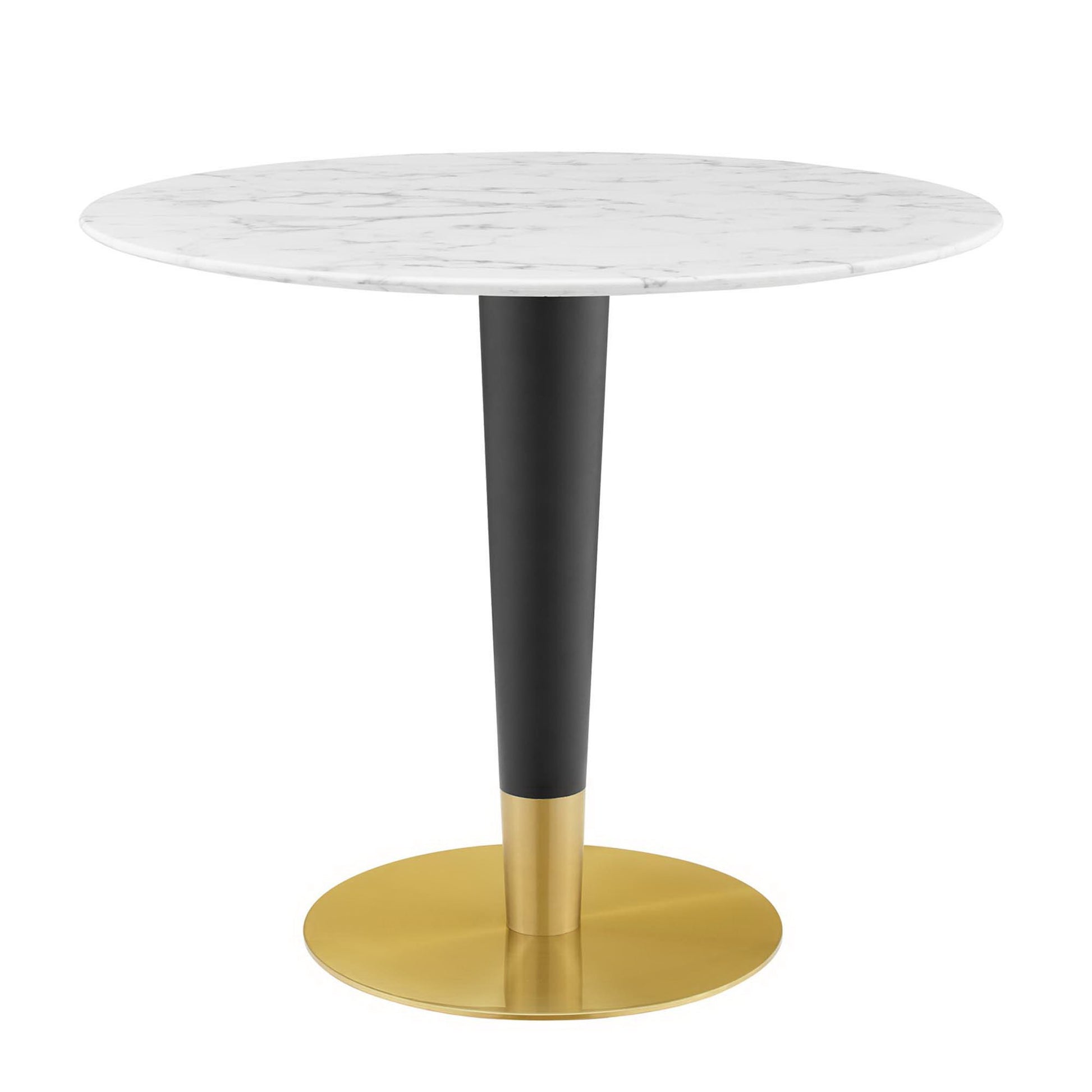 Zinque 36" Artificial Marble Dining Table - Gold White