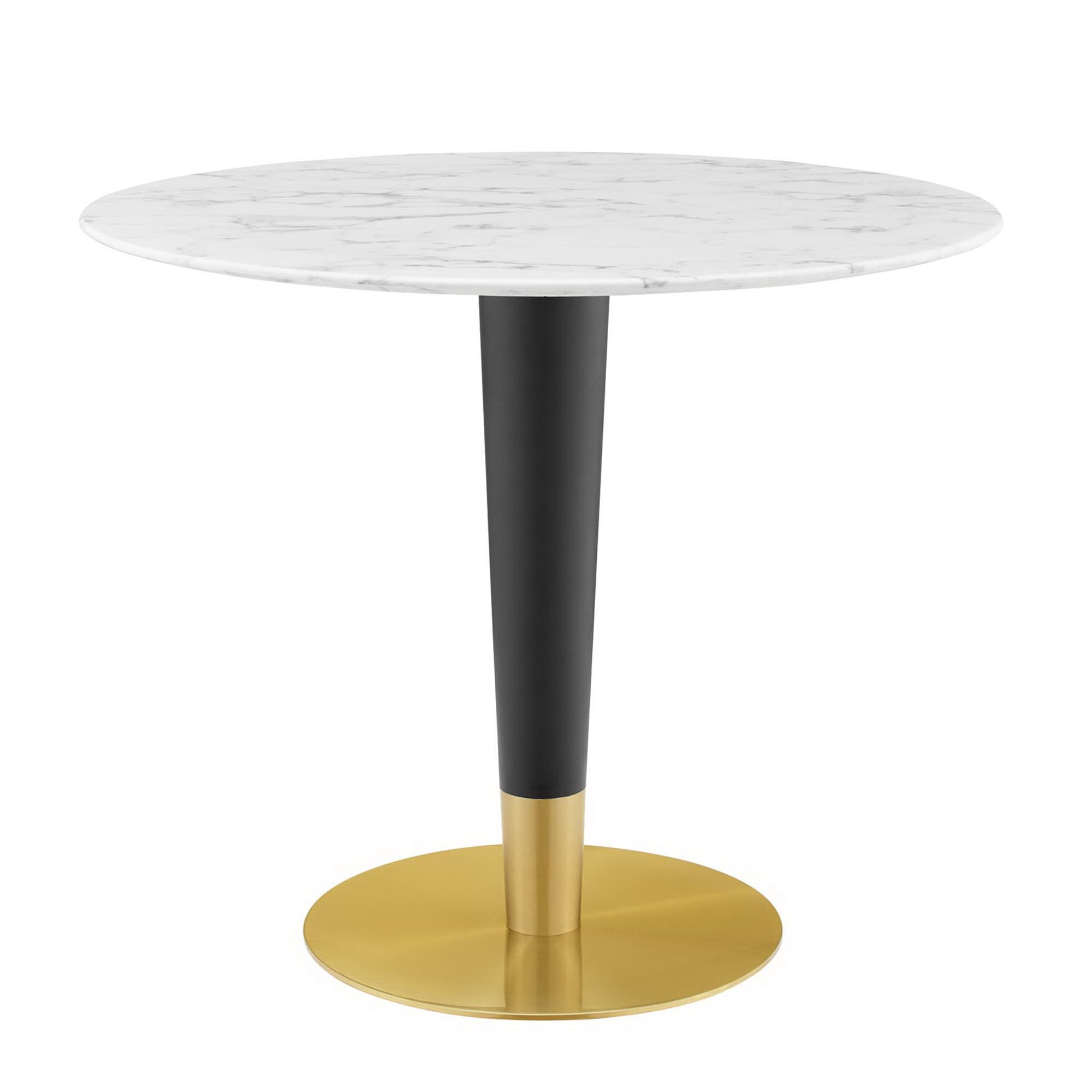 Zinque 36" Artificial Marble Dining Table - Gold White