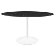 Lippa 54" Round Faux Marble Dining Table - White Black