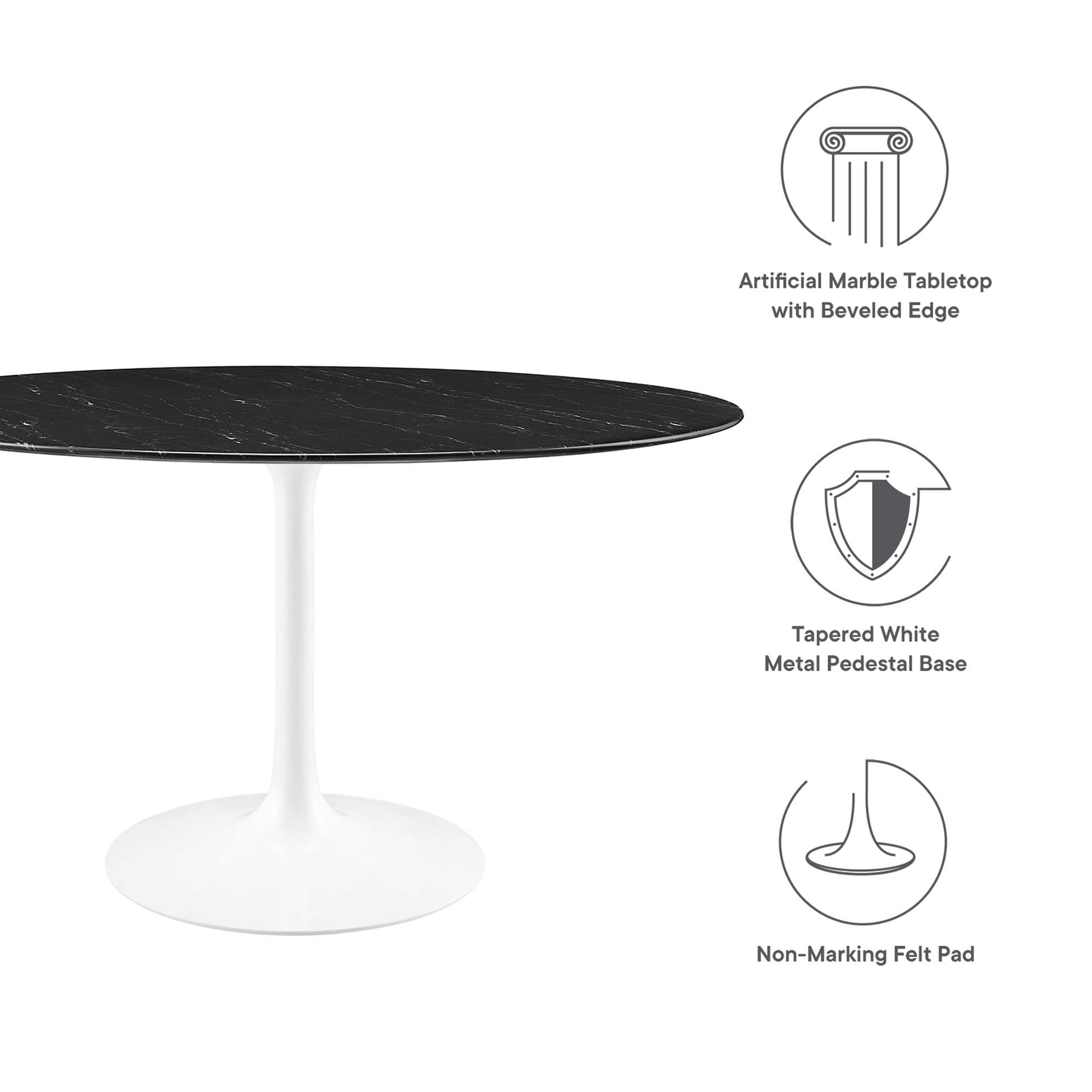 Lippa 54" Round Faux Marble Dining Table