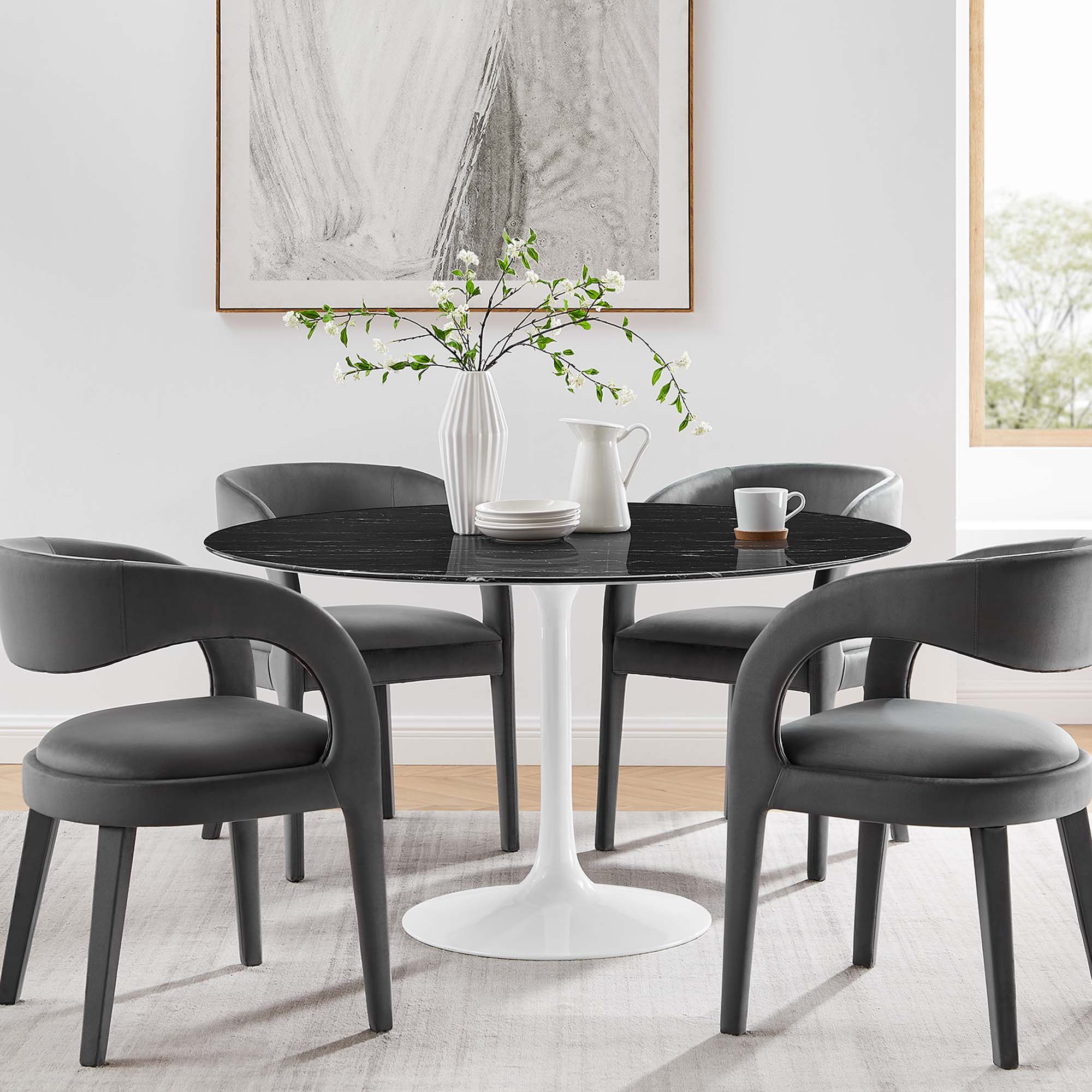 Lippa 54" Round Faux Marble Dining Table
